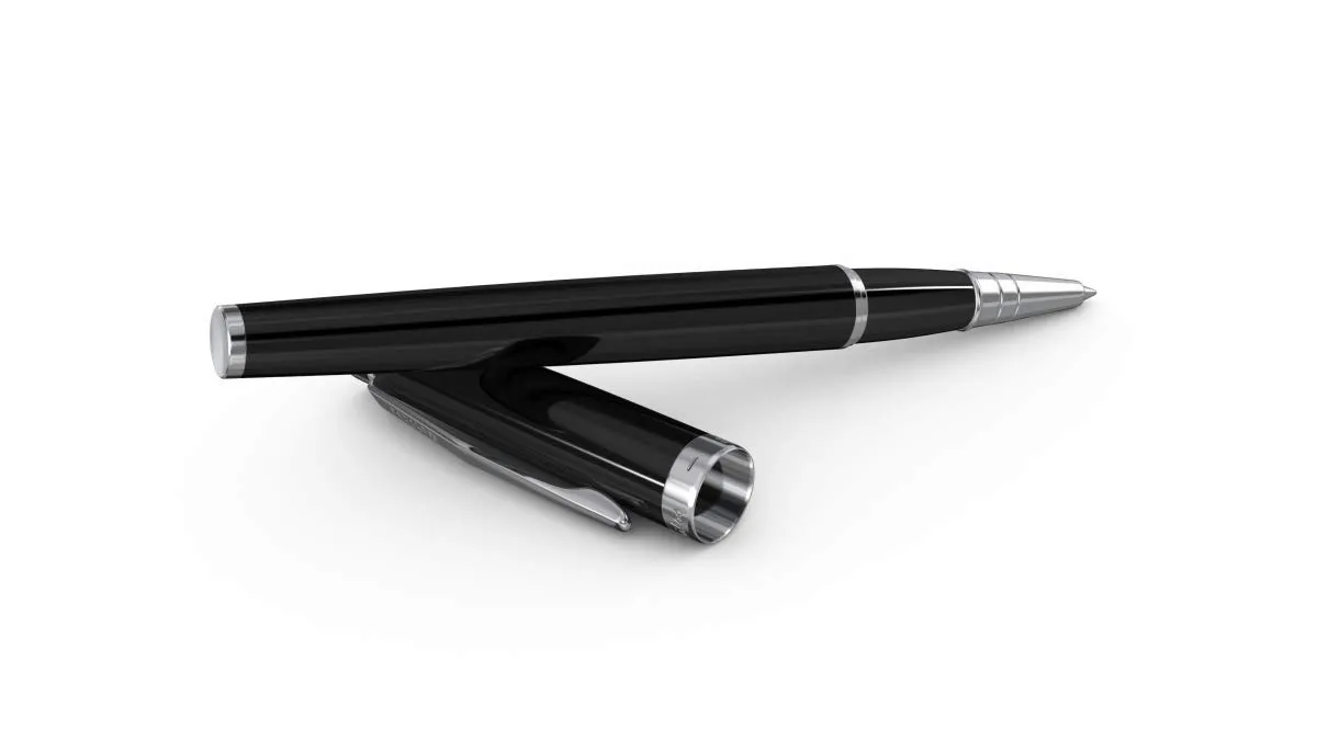 Scrikss Roller Ball Point Pen Glossy Black Brass Body Chrome Plated Trims Honour 38 Series Modern and Elegant Pen Ideal for Gifting Using in Office Home