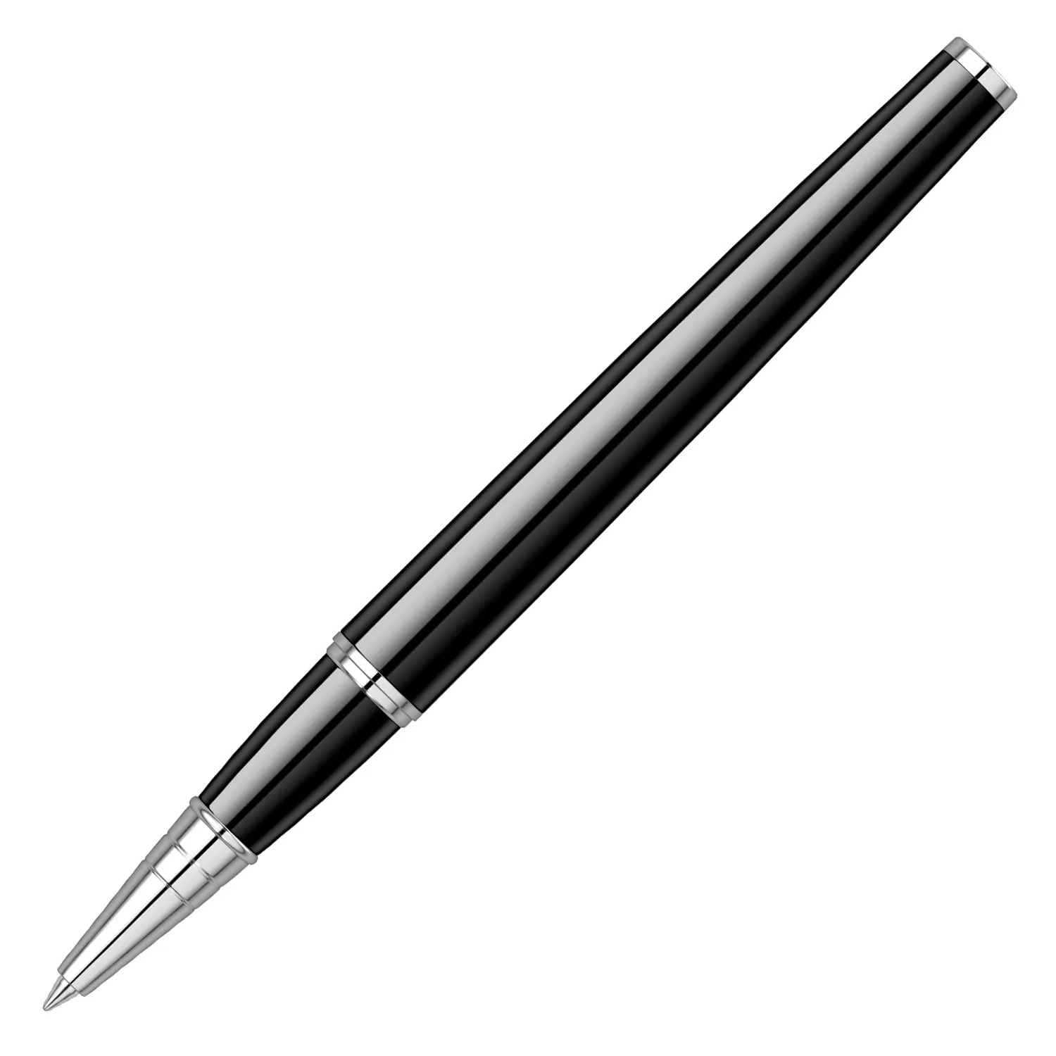 Scrikss Roller Ball Point Pen Glossy Black Brass Body Chrome Plated Trims Honour 38 Series Modern and Elegant Pen Ideal for Gifting Using in Office Home