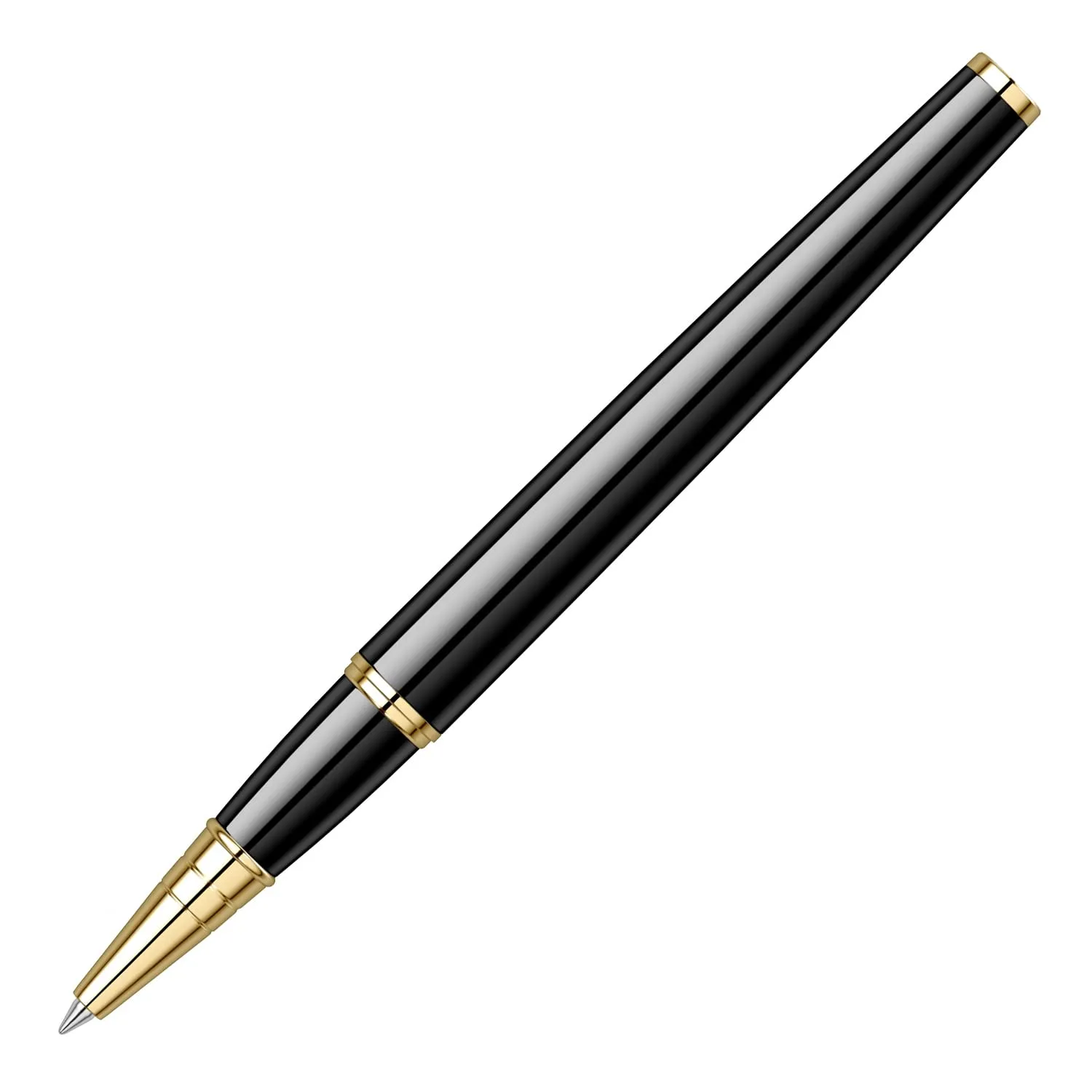 Scrikss Roller Ball Point Pen Glossy Black Brass Body Gold Plated Trims Honour 38 Series Modern and Elegant Pen Ideal for Gifting Using in Office Home