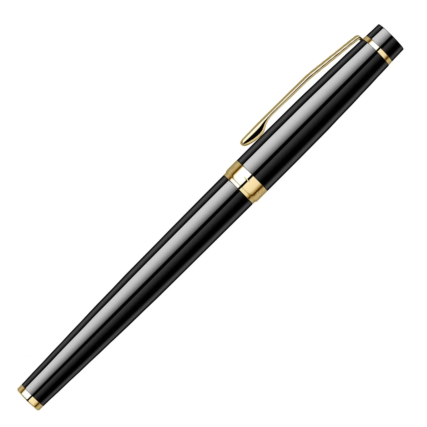 Scrikss Roller Ball Point Pen Glossy Black Brass Body Gold Plated Trims Honour 38 Series Modern and Elegant Pen Ideal for Gifting Using in Office Home