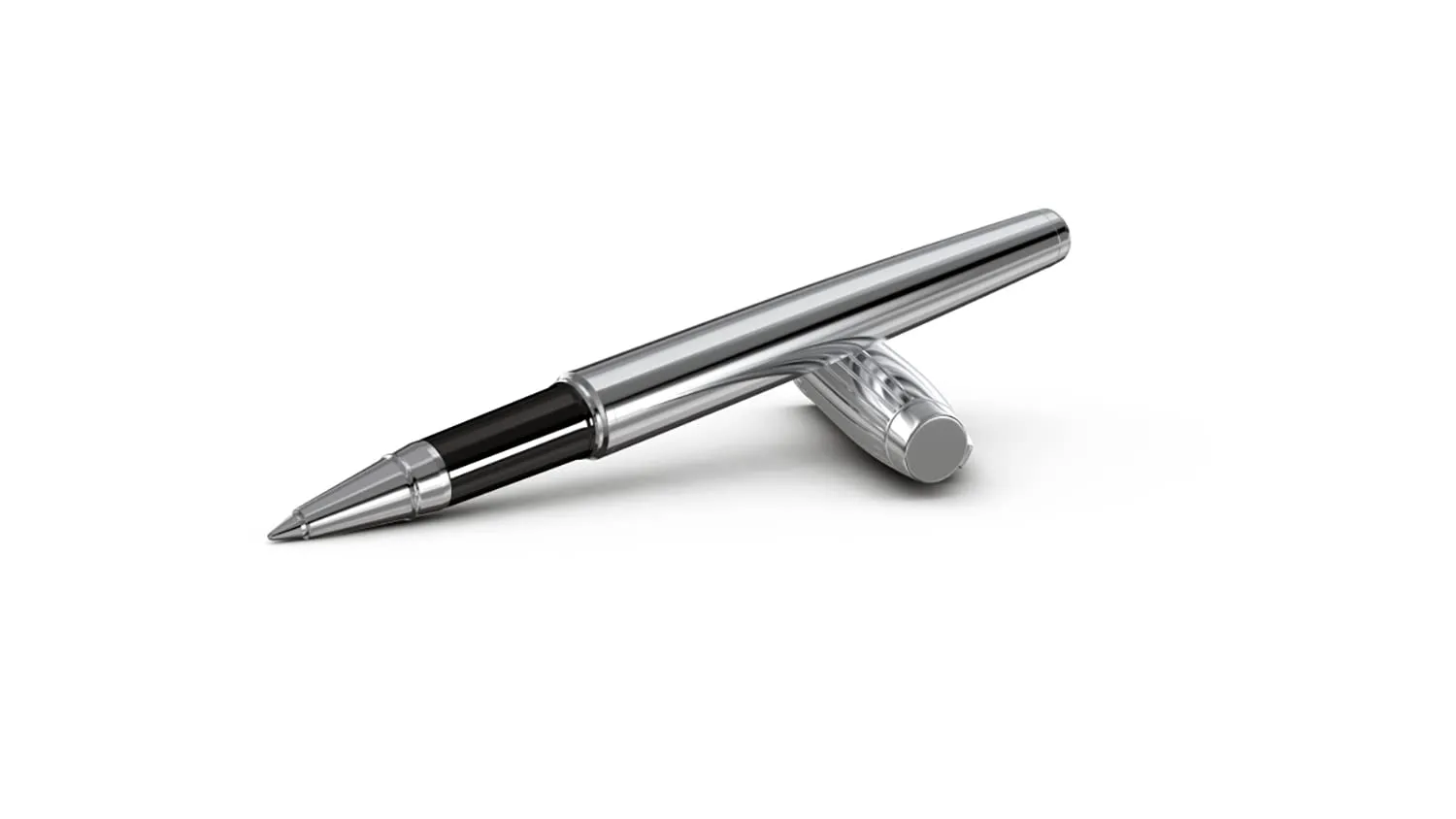 Scrikss Roller Ball Point Pen Liquid Ink Chrome Plated Brass Body Oscar 39 Series Modern and Elegant Pen Ideal for Gifting Using in Office Home