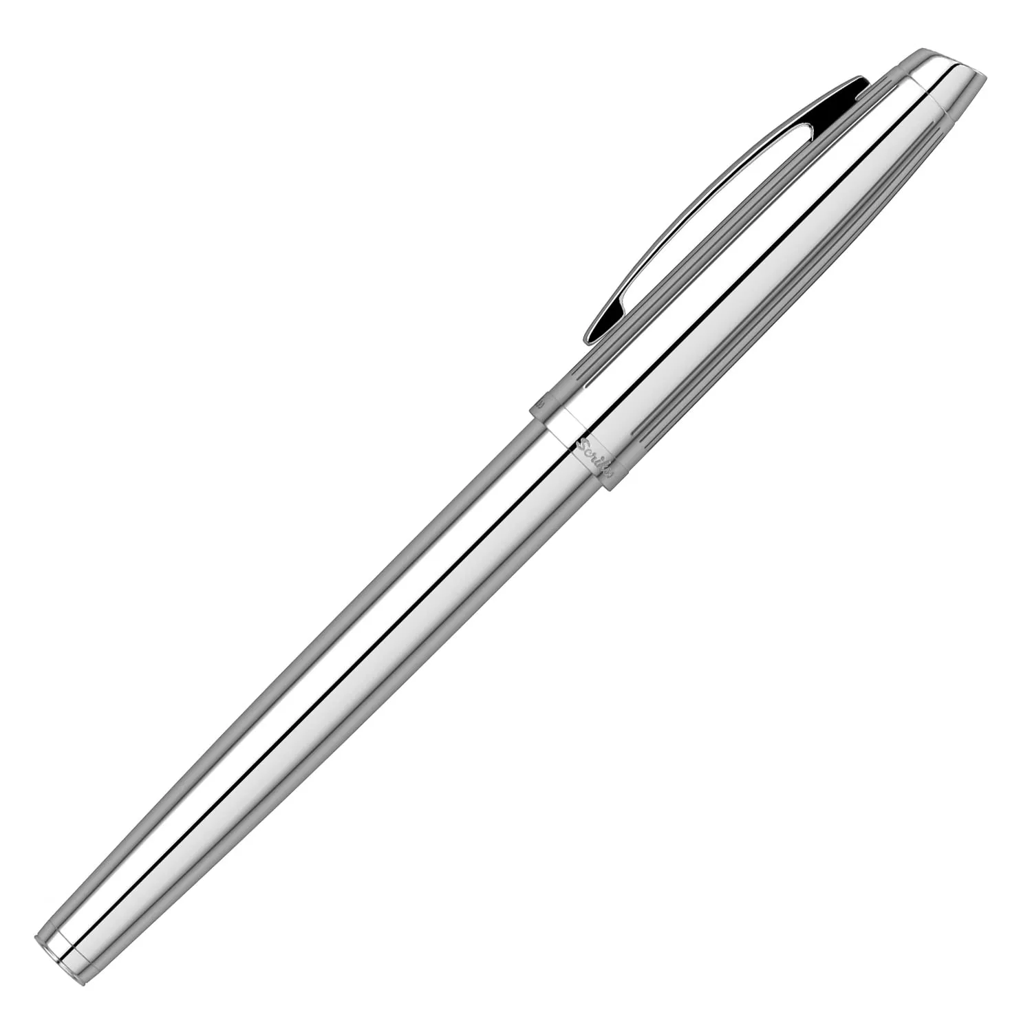 Scrikss Roller Ball Point Pen Liquid Ink Chrome Plated Brass Body Oscar 39 Series Modern and Elegant Pen Ideal for Gifting Using in Office Home