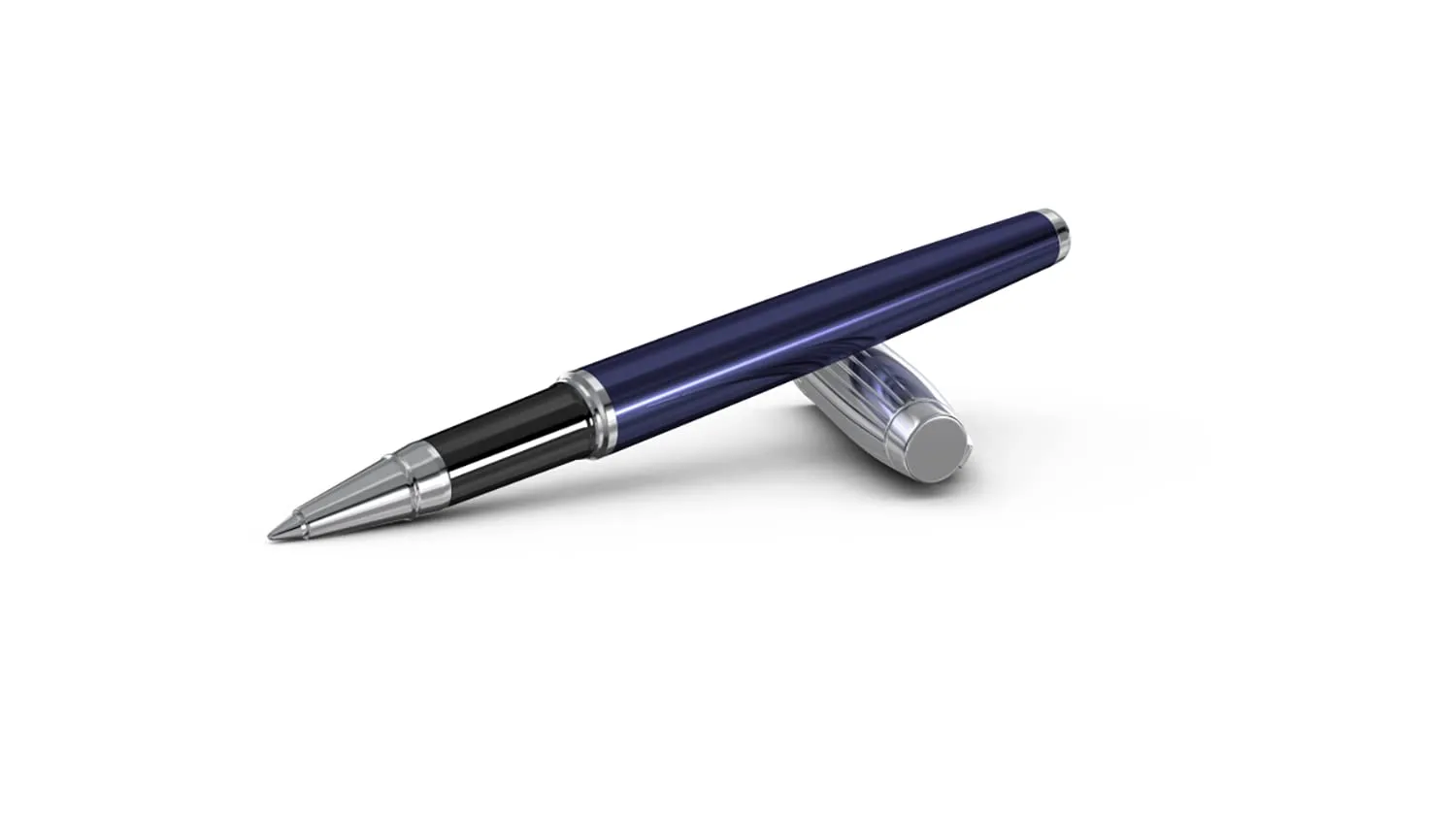 Scrikss Roller Ball Point Pen Liquid Ink Navy Blue Brass Body Chrome Plated Trims Oscar 39 Series Modern and Elegant Pen Ideal for Gifting Using in Office Home