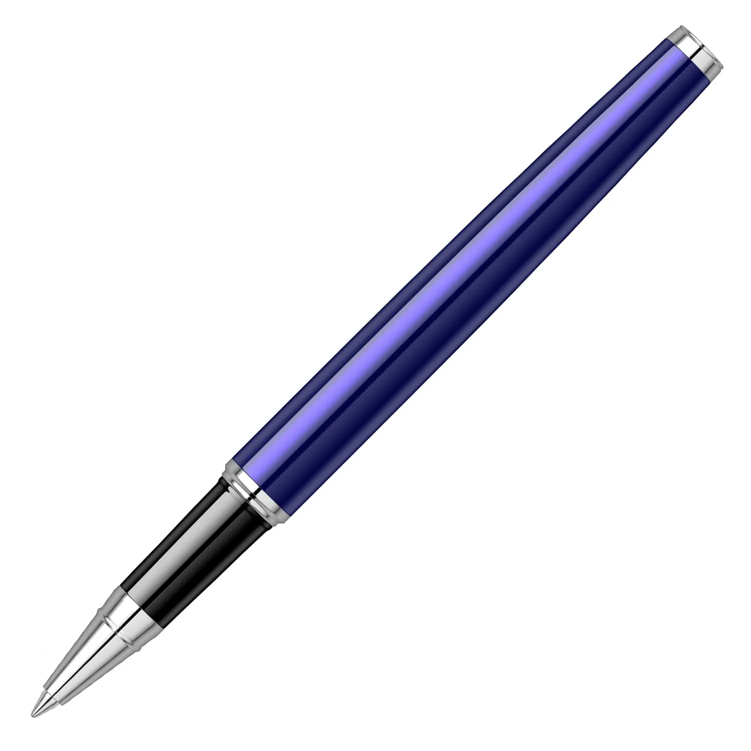 Scrikss Roller Ball Point Pen Liquid Ink Navy Blue Brass Body Chrome Plated Trims Oscar 39 Series Modern and Elegant Pen Ideal for Gifting Using in Office Home