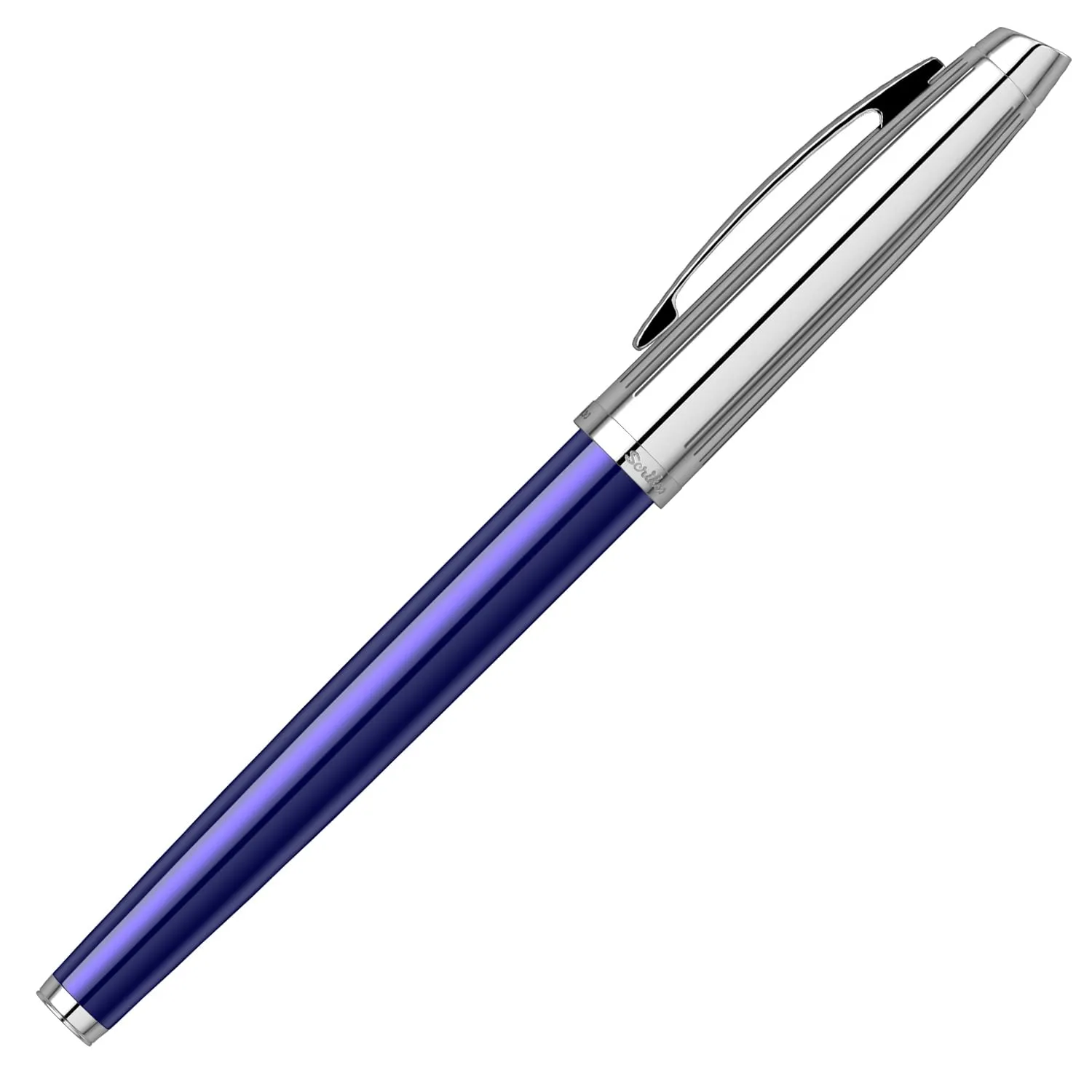 Scrikss Roller Ball Point Pen Liquid Ink Navy Blue Brass Body Chrome Plated Trims Oscar 39 Series Modern and Elegant Pen Ideal for Gifting Using in Office Home