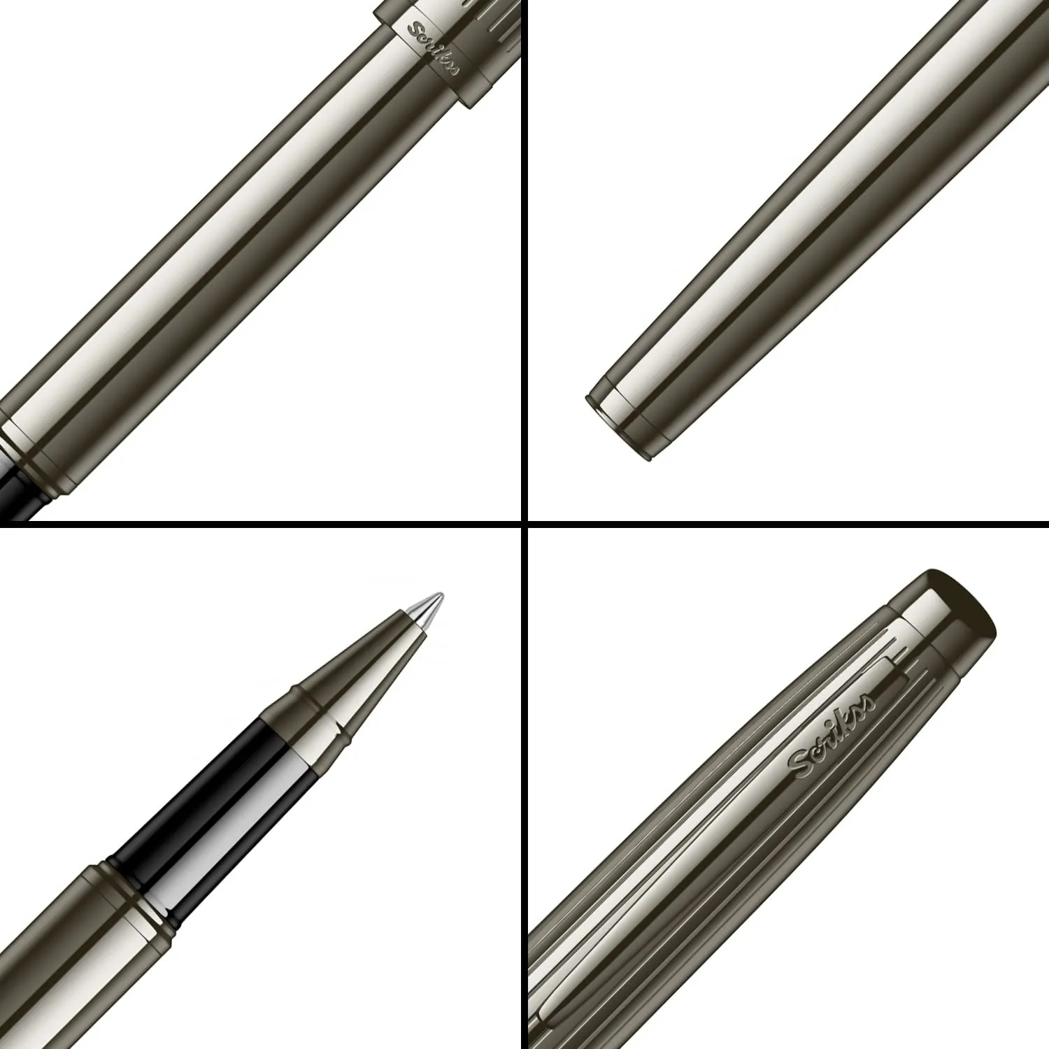 Scrikss Roller Ball Point Pen Liquid Ink Titanium Plated Brass Body Oscar 39 Series Modern and Elegant Pen Ideal for Gifting Using in Office Home