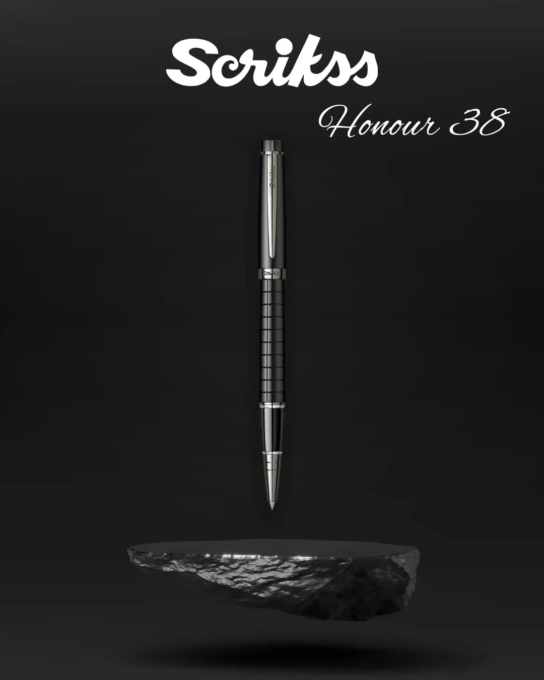 Scrikss Roller Ball Point Pen Matt Black Brass Body Honour 38 Series Modern and Elegant Pen Ideal for Gifting Using in Office Home