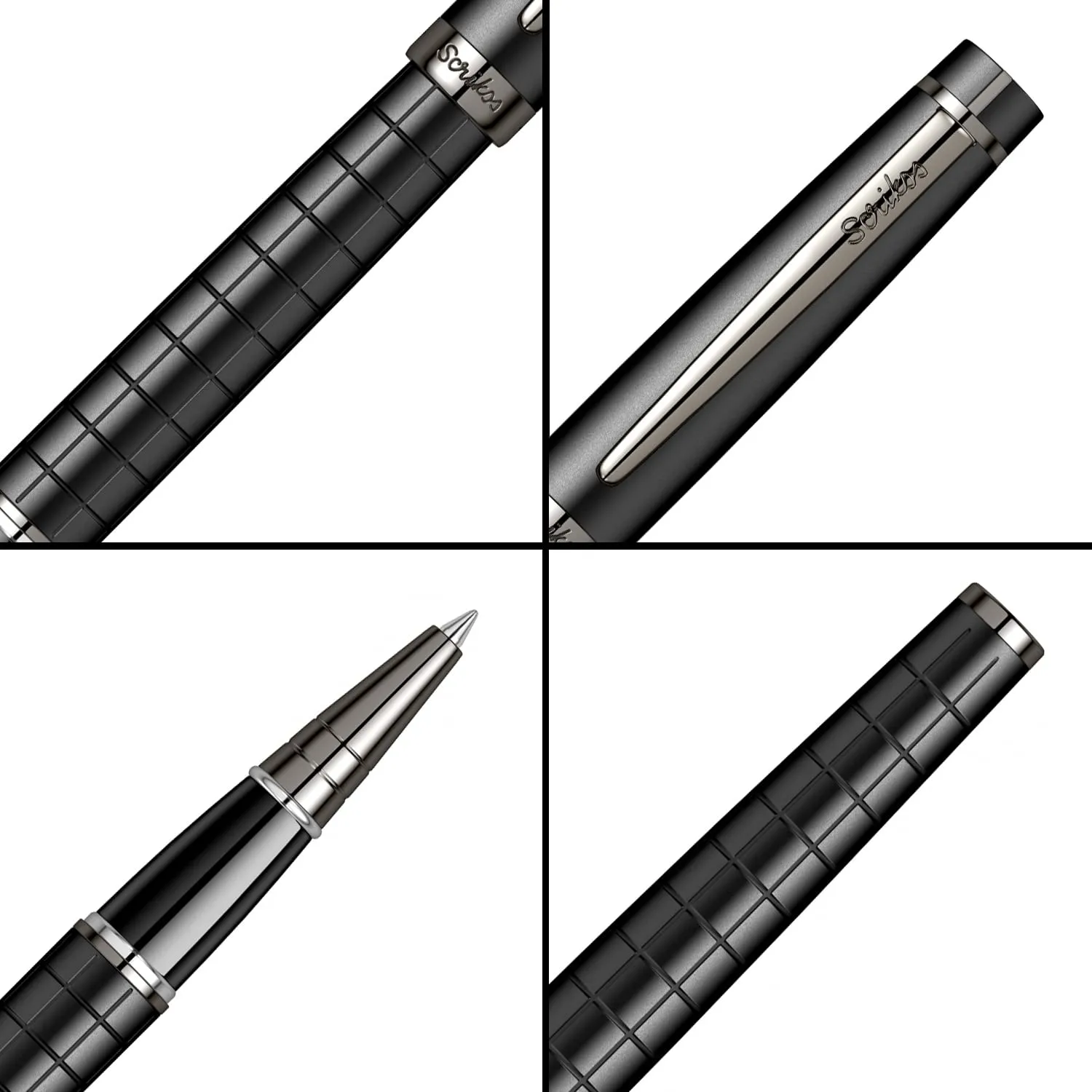 Scrikss Roller Ball Point Pen Matt Black Brass Body Honour 38 Series Modern and Elegant Pen Ideal for Gifting Using in Office Home