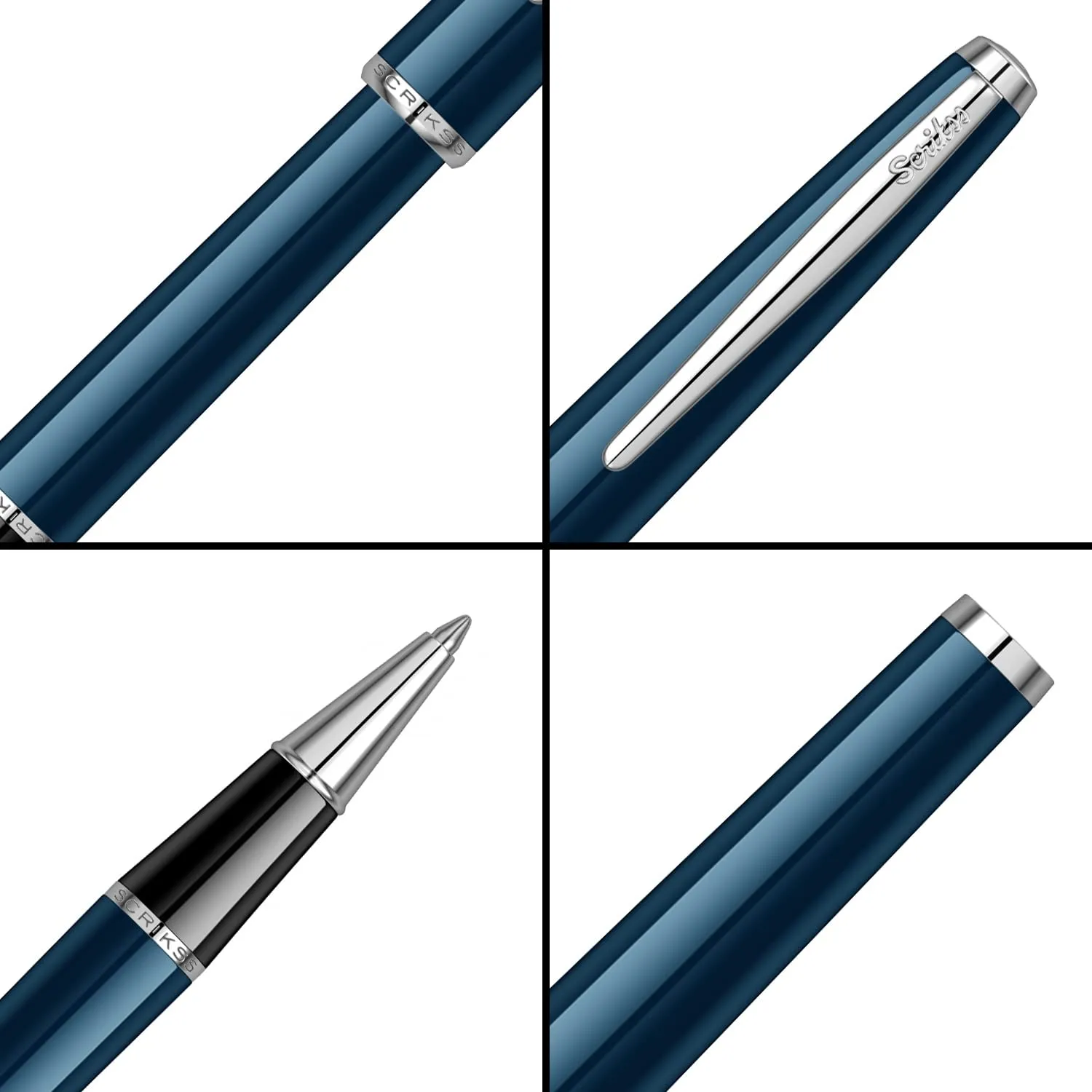 Scrikss Roller Ball Point Pen Navy Blue ABS Body Liquid Ink Pen Vintage 33 Modern