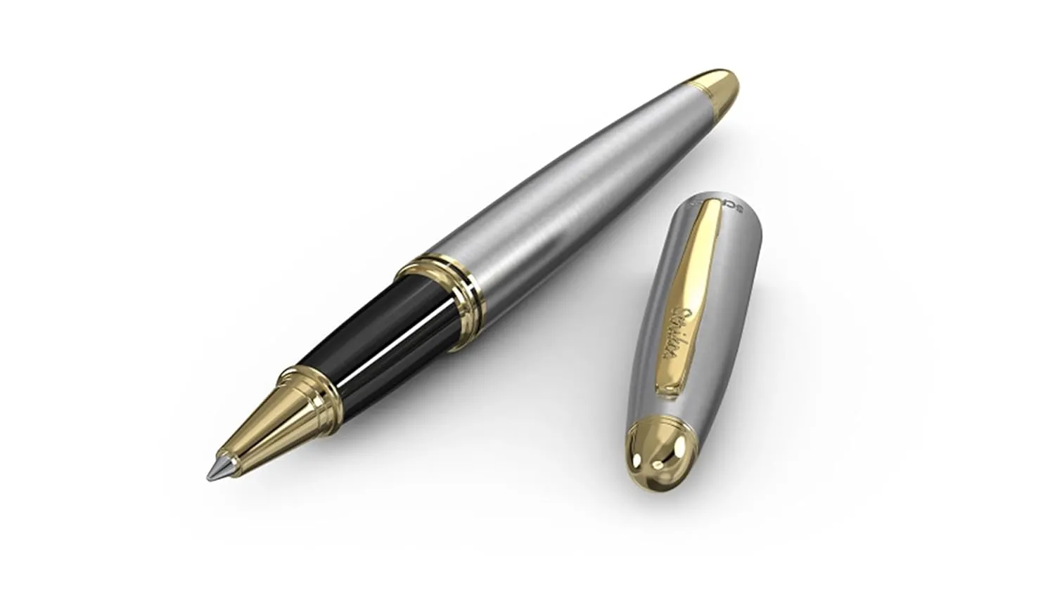 Scrikss Roller Ball Point Pen Stainless Steel Body Gold Plated Brass Accessories Knight 88 Series Modern