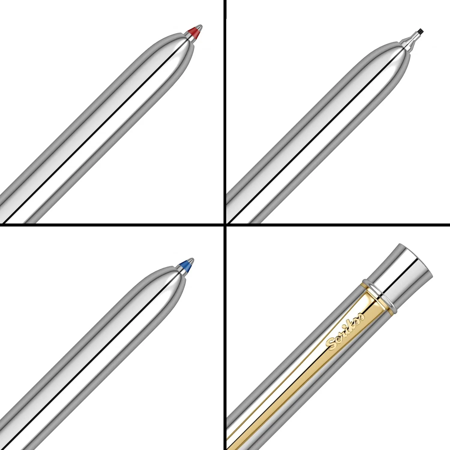 Scrikss Trio 93 Chrome Multi pen 3 in 1 Pen Ball Point Pen