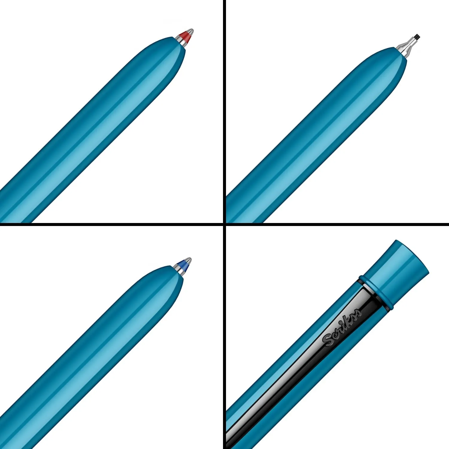 Scrikss Trio 93 Glossy Blue Multi pen 3 in 1 Pen Ball Point Pen