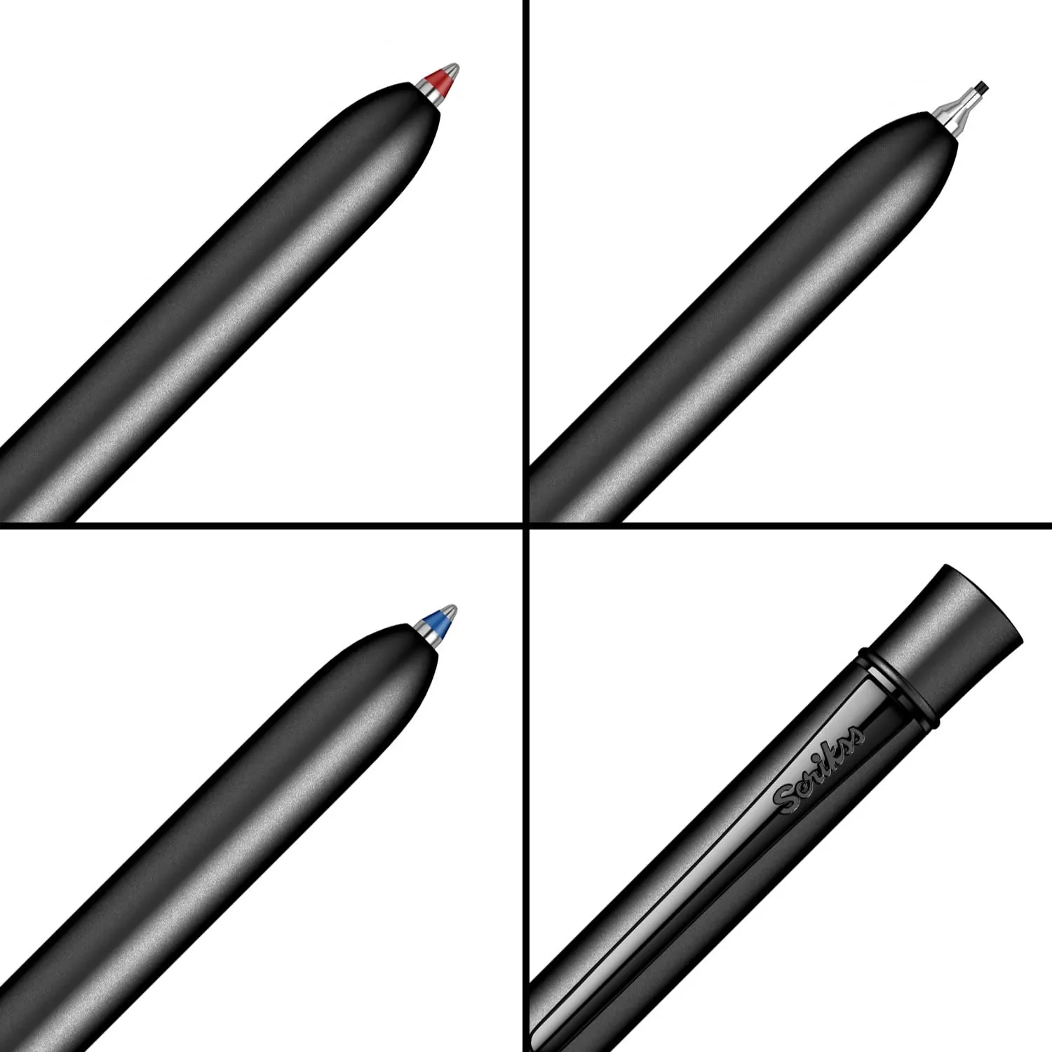 Scrikss Trio 93 Matte Black Multi pen 3 in 1 Pen Ball Point Pen