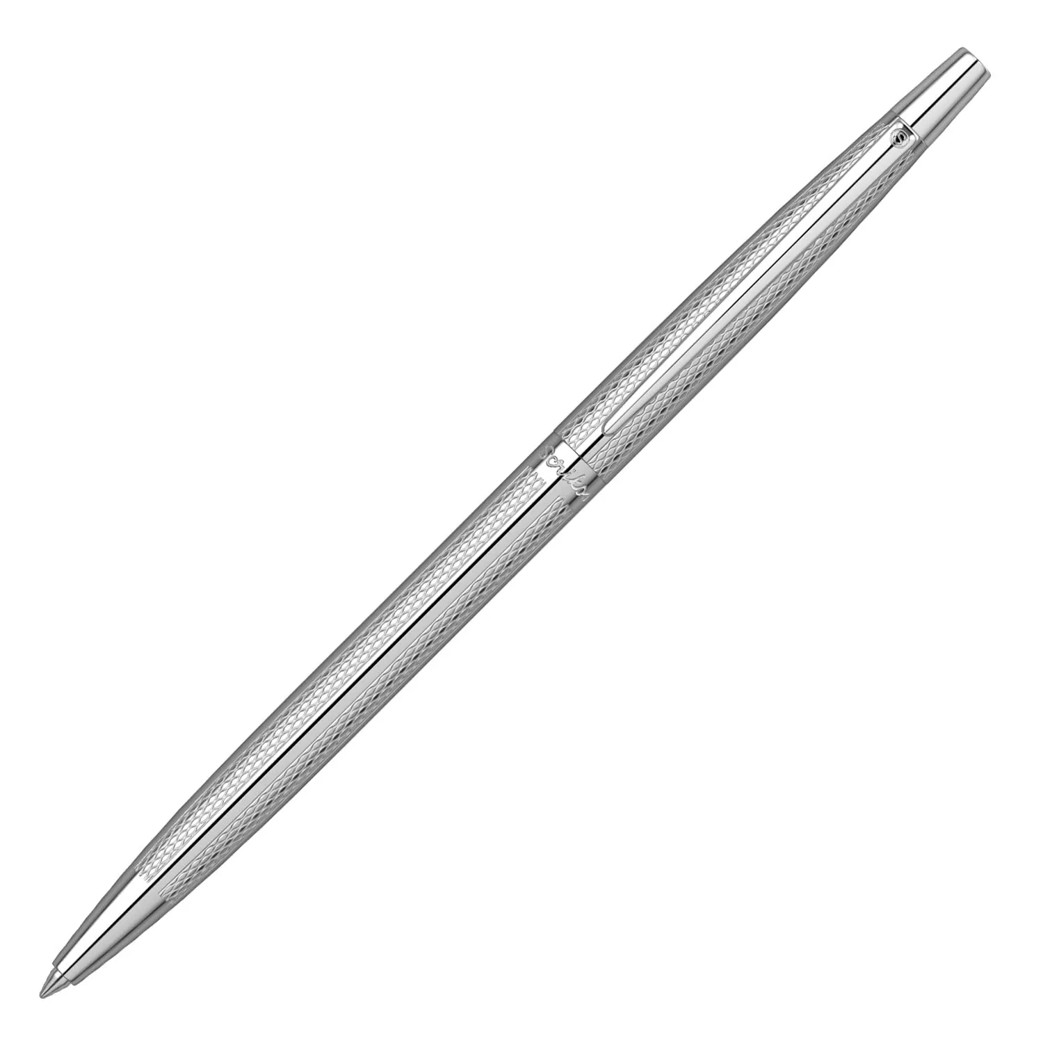 Scrikss Venus 711 Slim Ball Point Pen | Chrome Plated Brass Body | Engraved with Wave Pattern | Twist Mechanism