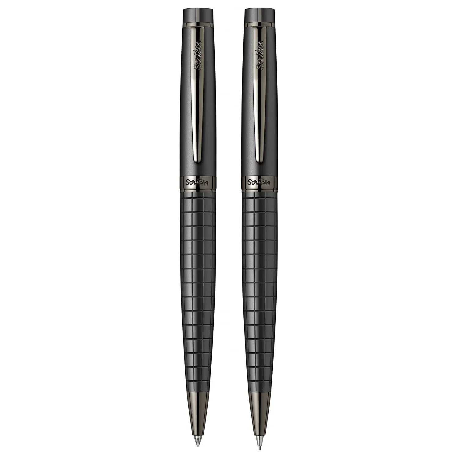 Scrikss 0.7mm Mechanical Lead Pen Pencil & Ball Point Pen Set Matt Black Brass Body Honour 38 Series Gift Pen Set Modern & Elegant Pen Ideal for Gifting Office Home