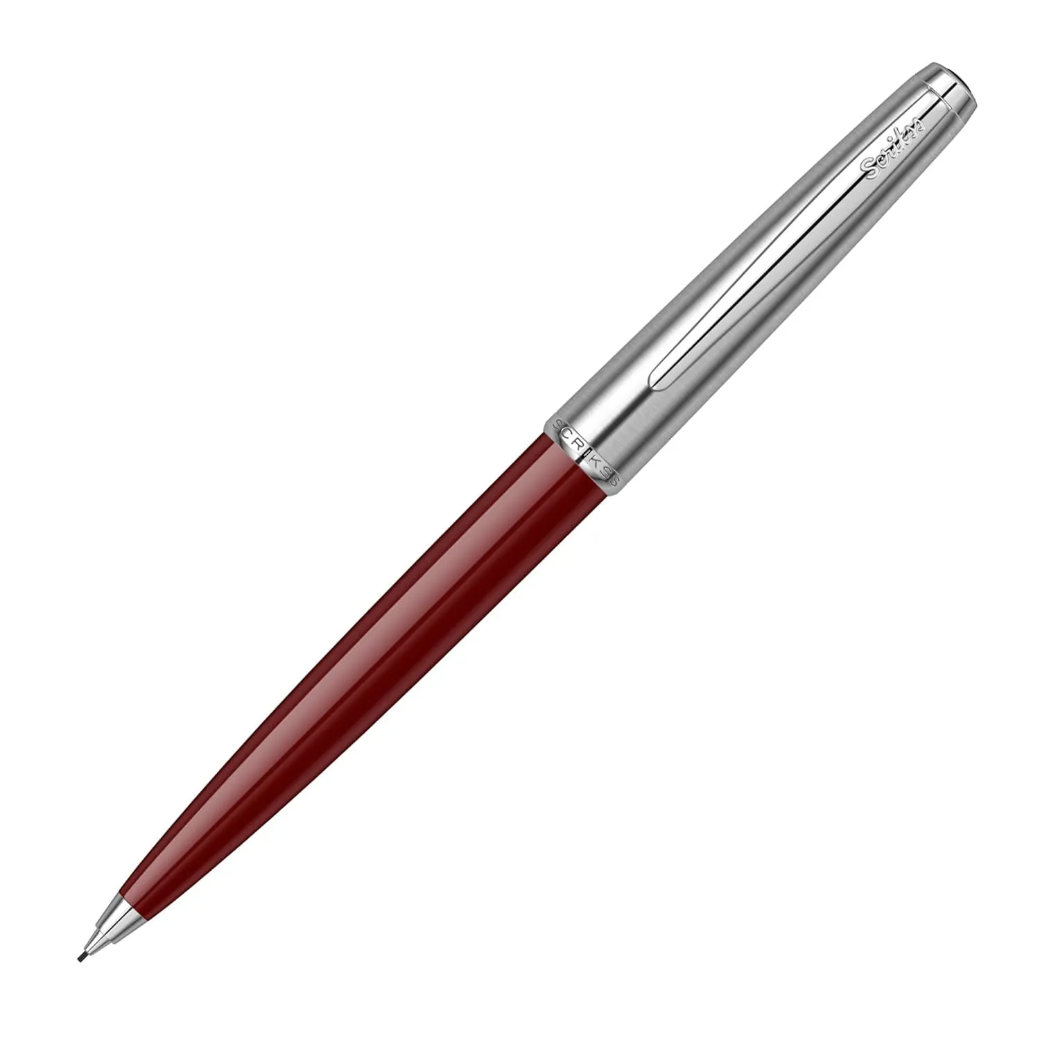 Scrikss 0.7mm Mechanical Lead Pen Pencil Navy ABS Lower Body Stainless Steel Upper Body Chrome Plated Trims Click Mechanism Metropolis 78 Series Ideal for Office, Home, College, Gifting