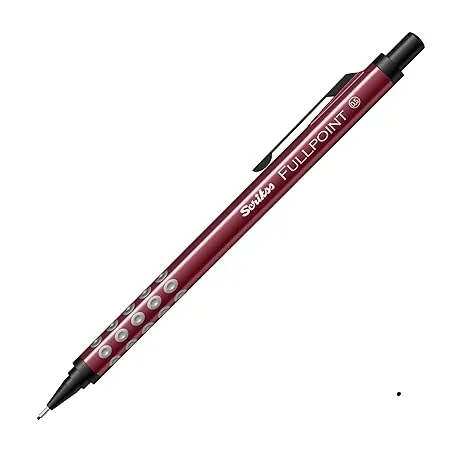 Scrikss Full Point Black Edition 0.5mm Mechanical Lead Pencil Red Body Click Mechanism Mini Jumbo Eraser Included Ergonomic Grip