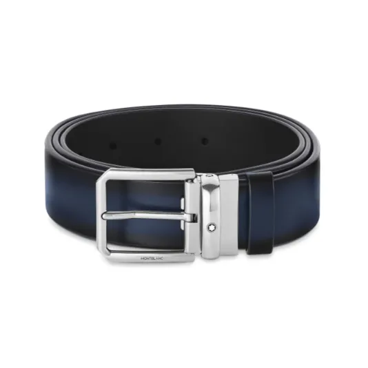 Montblanc 35 mm Leather Pin Buckle Belt Blue 131184