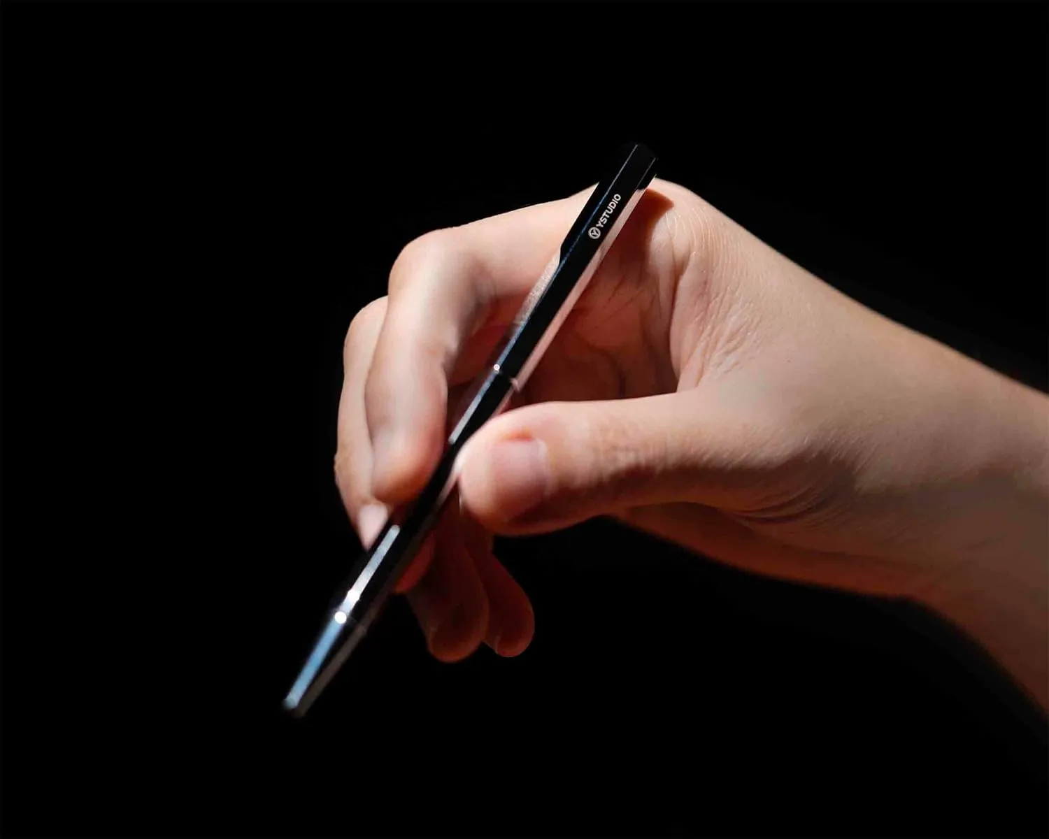 YSTUDIO Luxury Slim Ball Point Pen | Classic Revolve Series | Shiny Silver Metallic Pen | Perfect for Gifting