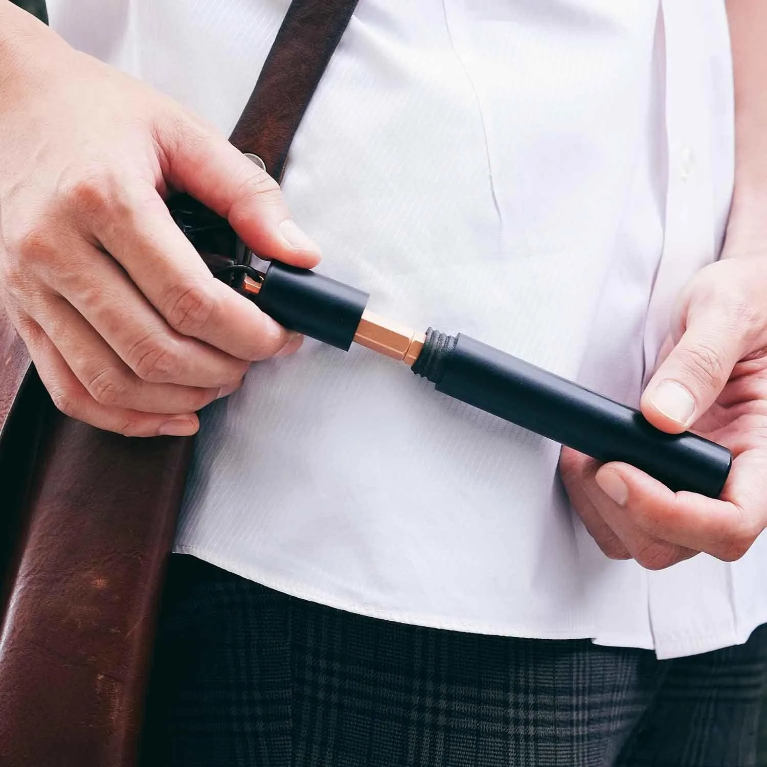 YSTUDIO Portable Fountain Ink Pen | Metal Copper Body | Fine Nib with Gold Plating | Classic Revolve Series