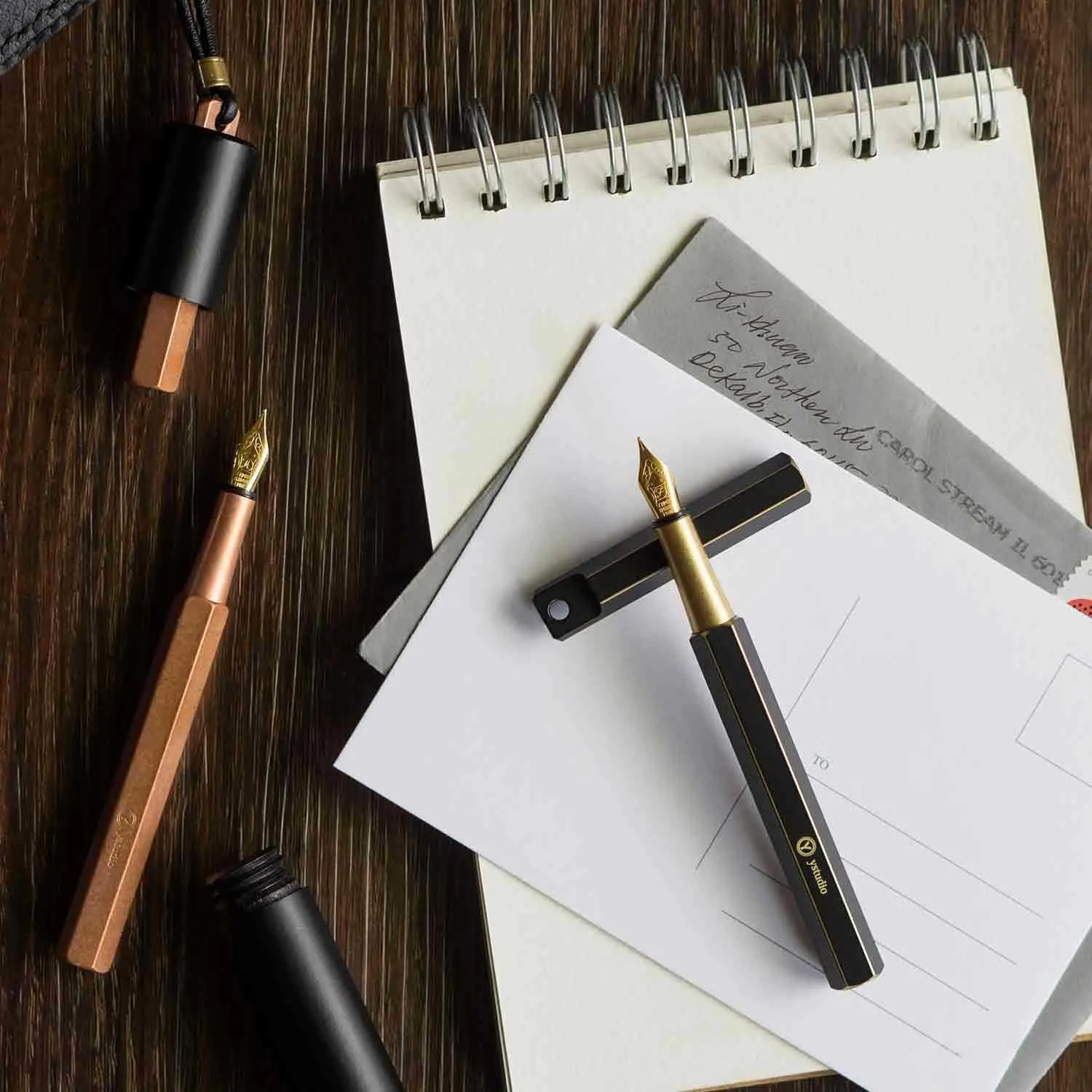 YSTUDIO Portable Fountain Ink Pen | Metal Copper Body | Fine Nib with Gold Plating | Classic Revolve Series