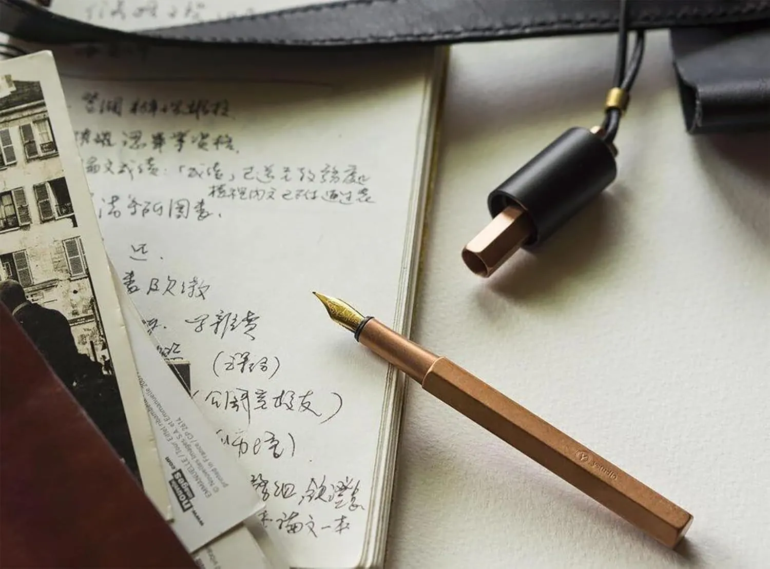 YSTUDIO Portable Fountain Ink Pen | Metal Copper Body | Fine Nib with Gold Plating | Classic Revolve Series