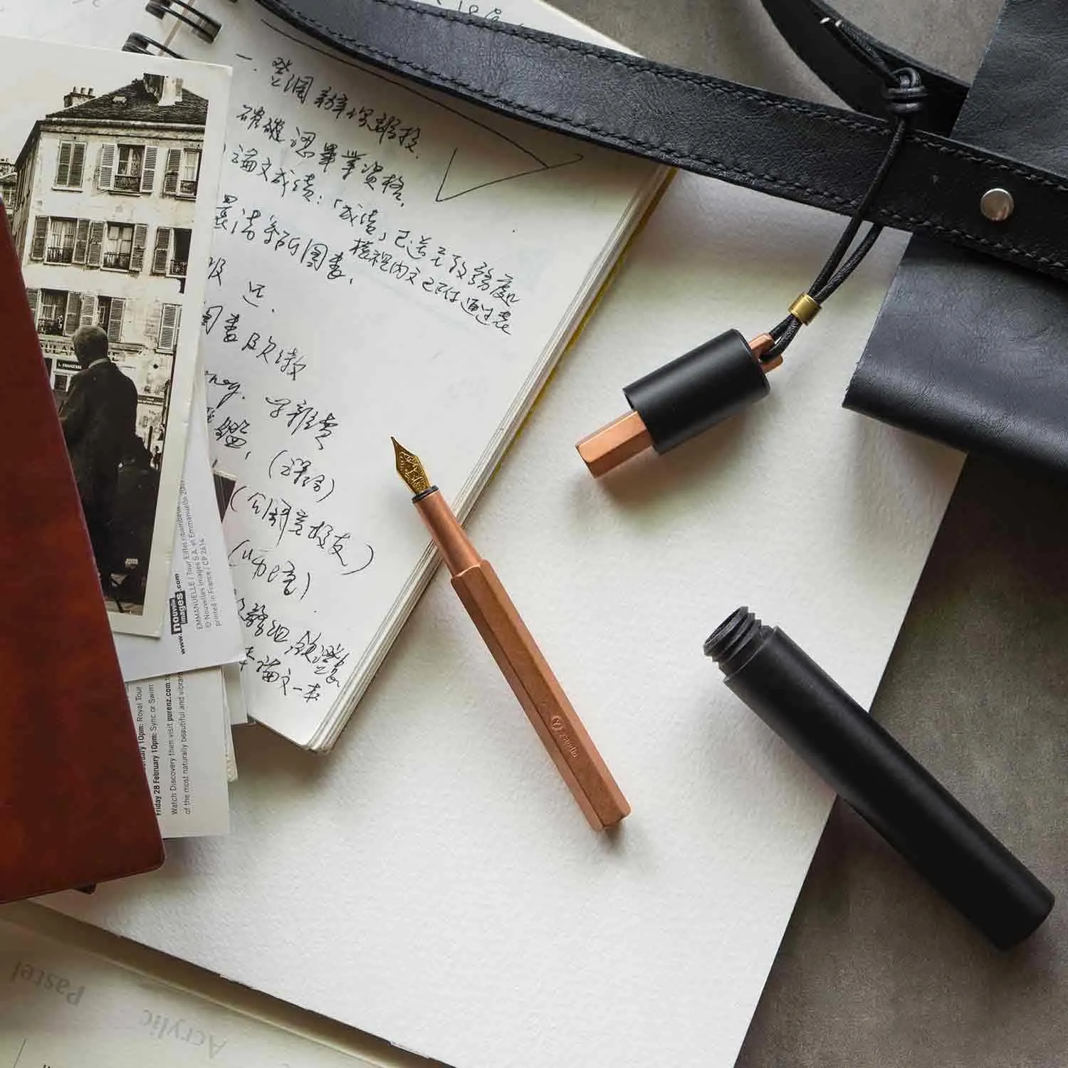 YSTUDIO Portable Fountain Ink Pen | Metal Copper Body | Fine Nib with Gold Plating | Classic Revolve Series