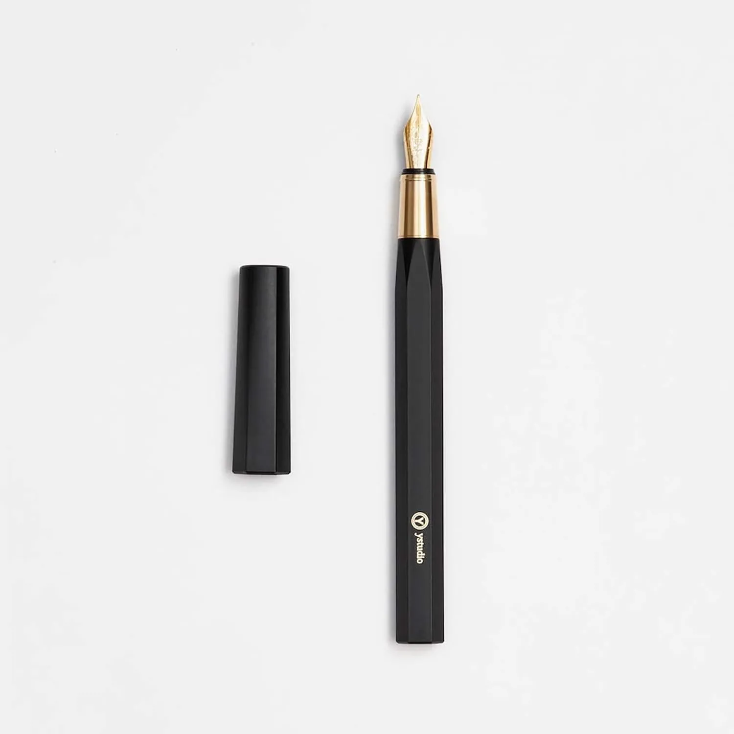 YSTUDIO Fountain Ink Pen | Acrylic Brass Black Body | Medium Nib | Resin Series