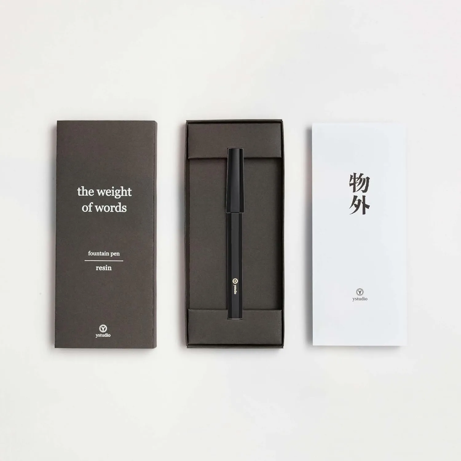 YSTUDIO Fountain Ink Pen | Acrylic Brass Black Body | Medium Nib | Resin Series