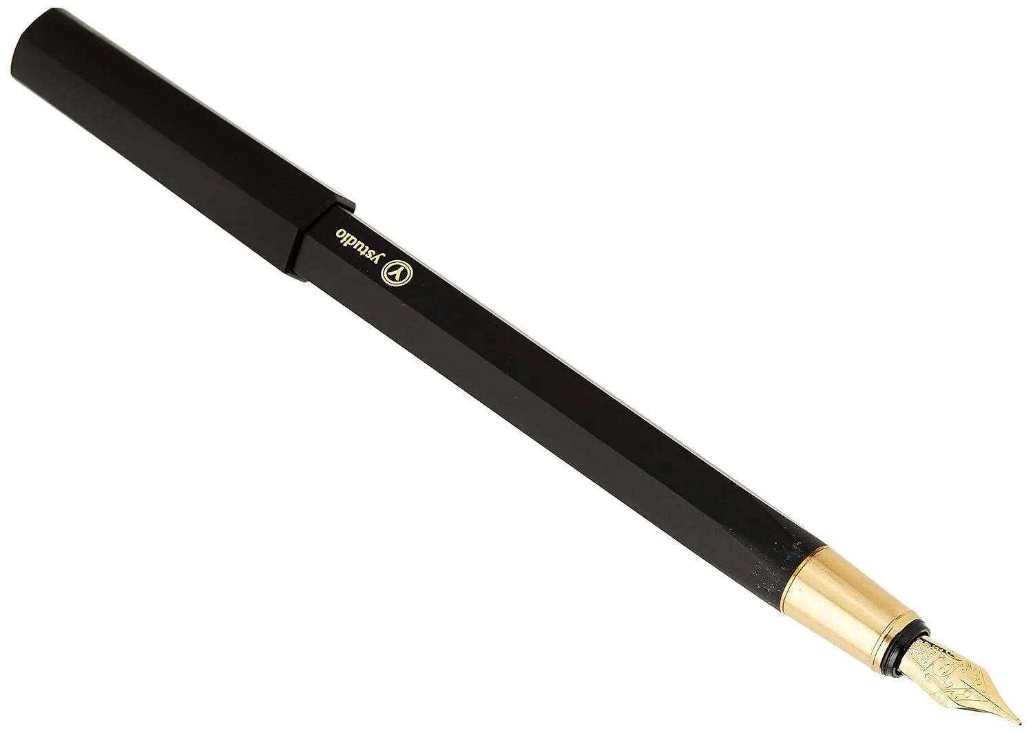 YSTUDIO Fountain Ink Pen | Acrylic Brass Black Body | Fine Nib | Resin Series