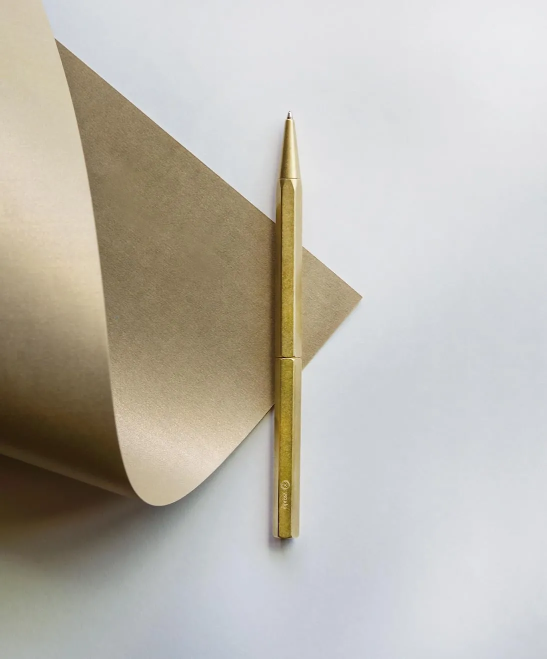 YSTUDIO Classic Revolve Ball Point Pen (Slim) Brass Material Twist Mechanism Simple