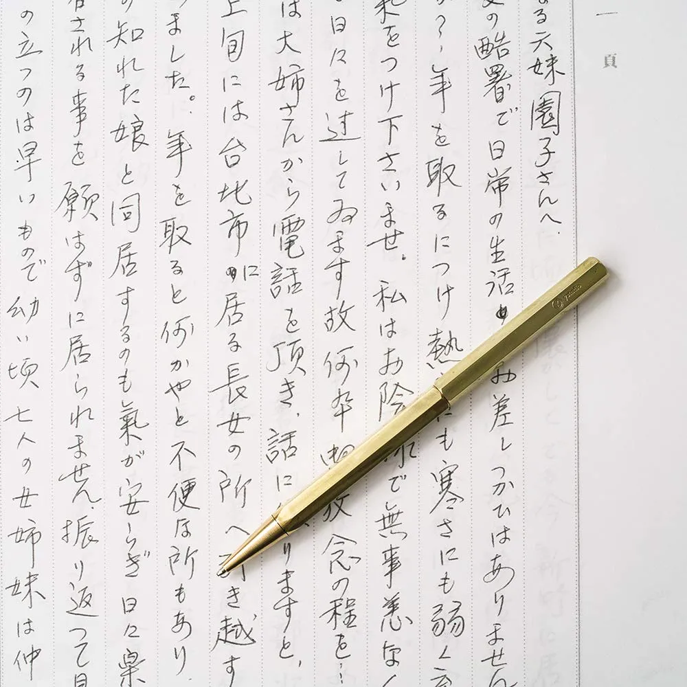 YSTUDIO Classic Revolve Ball Point Pen (Slim) Brass Material Twist Mechanism Simple