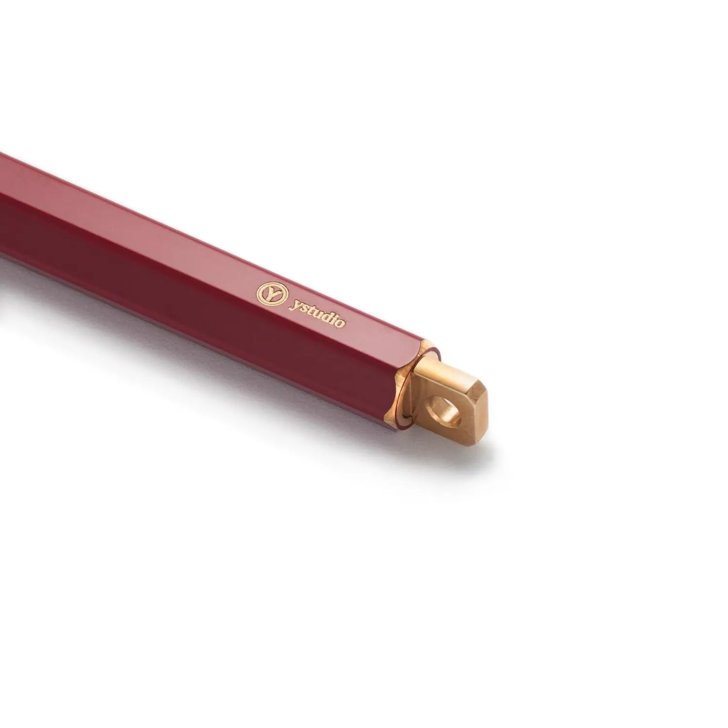 YSTUDIO Red Portable Ball Point Pen | Classic Revolve Series | Functional Hexagonal Metal Brass Body
