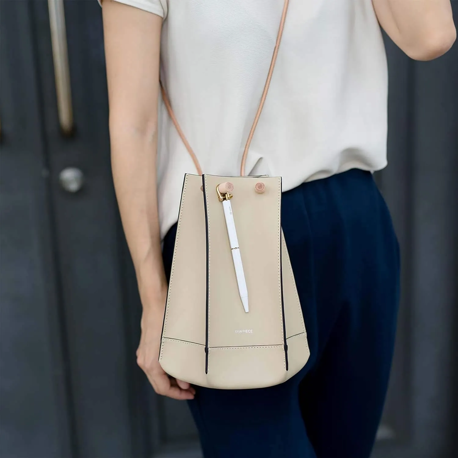 YSTUDIO White Portable Ball Point Pen | Classic Revolve Series | Functional Hexagonal Metal Brass Body