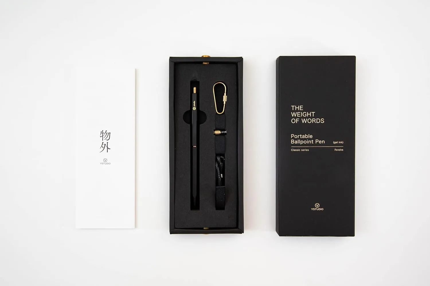 YSTUDIO Black Portable Ball Point Pen | Classic Revolve Series | Functional Hexagonal Metal Brass Body