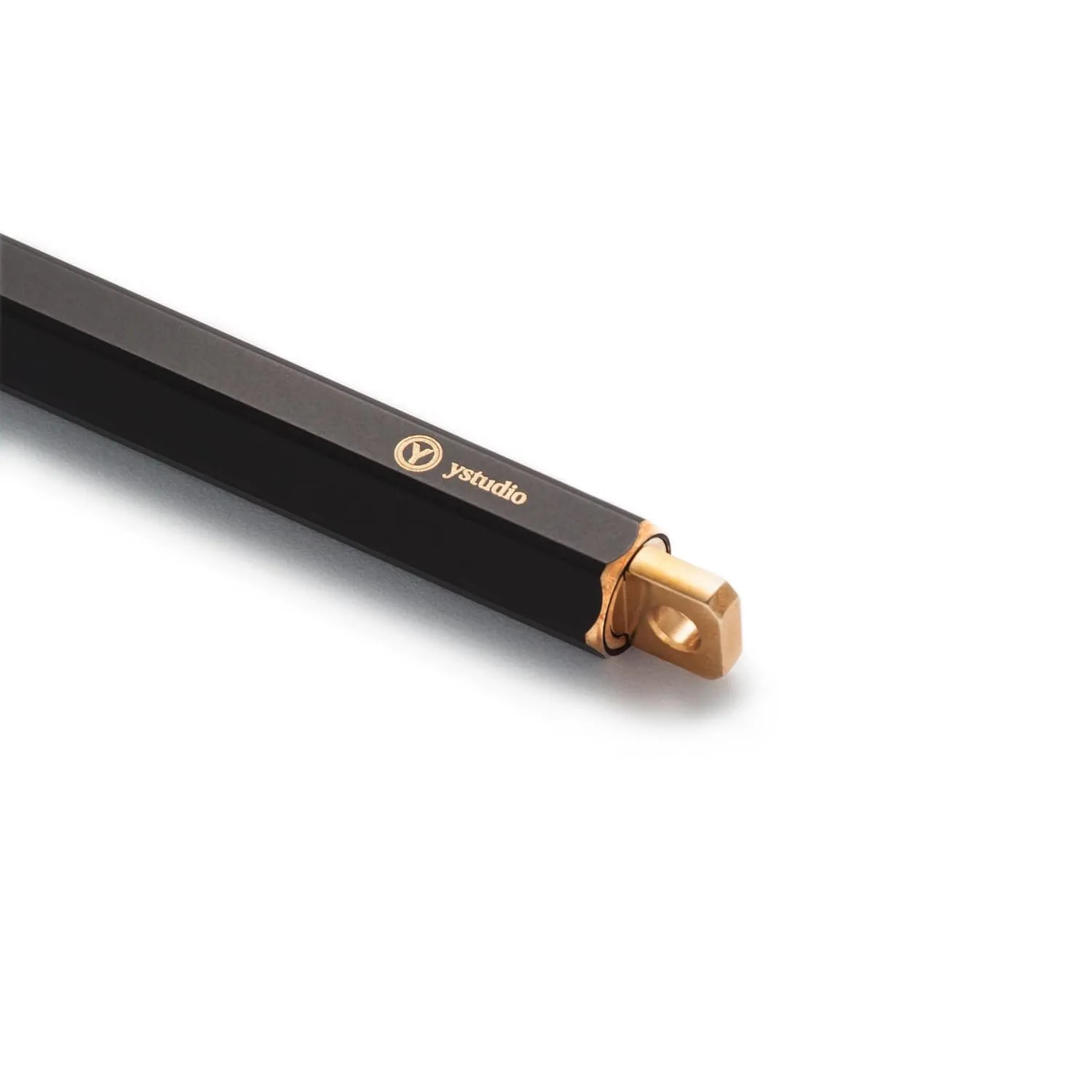 YSTUDIO Black Portable Ball Point Pen | Classic Revolve Series | Functional Hexagonal Metal Brass Body