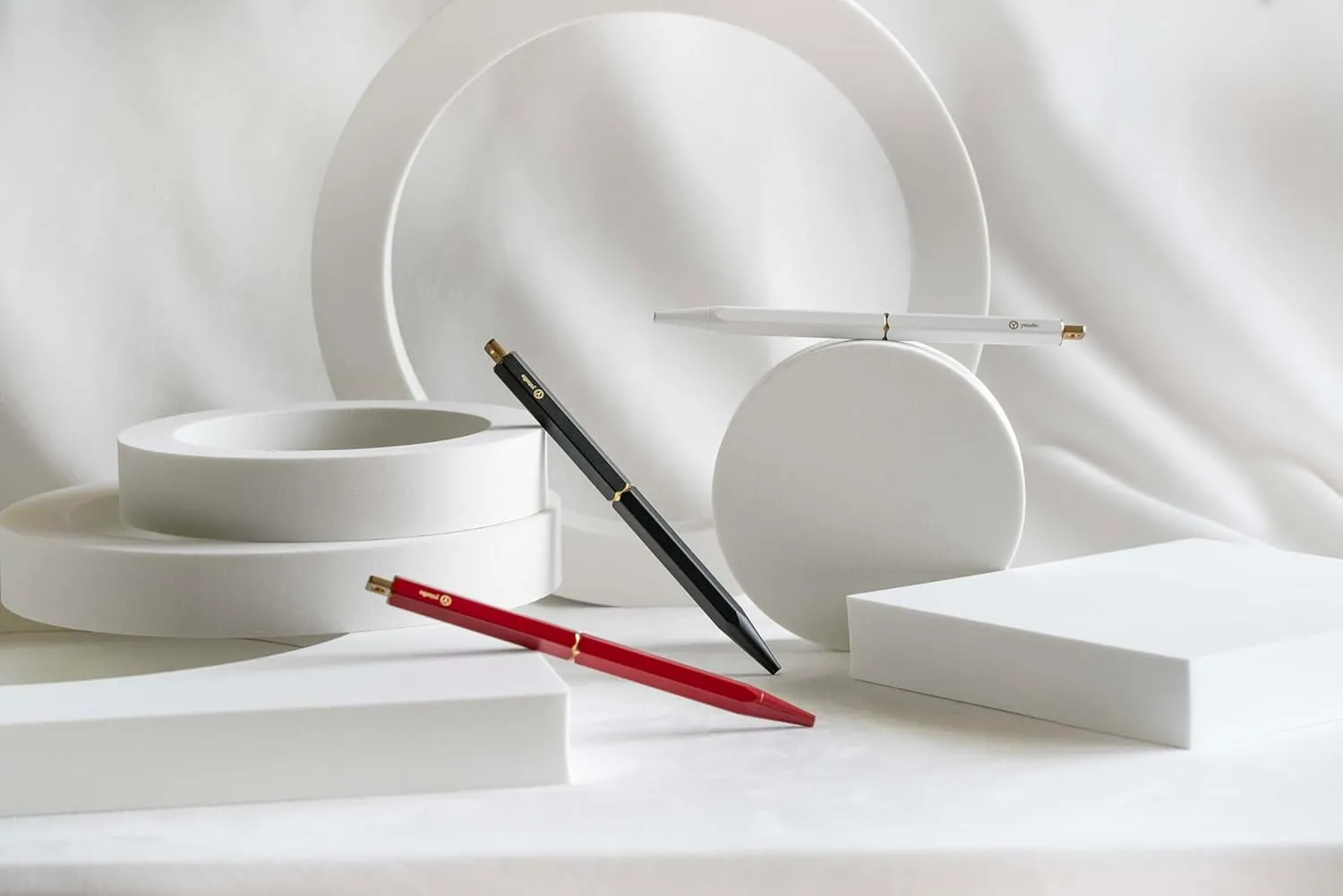 YSTUDIO Black Portable Ball Point Pen | Classic Revolve Series | Functional Hexagonal Metal Brass Body