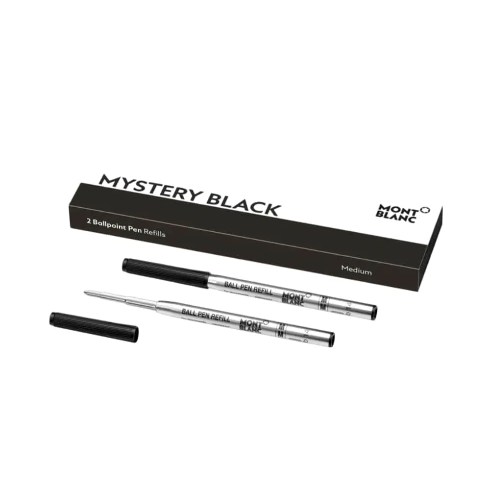 MONT BLANC 2 BALLPOINT PEN REFILL MEDIUM, MYSTERY BLACK 128211