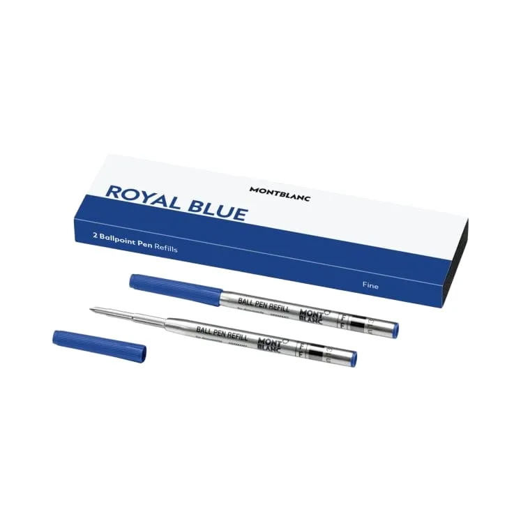 MONT BLANC 2 BALLPOINT PEN REFILLS FINE ROYAL BLUE 128213