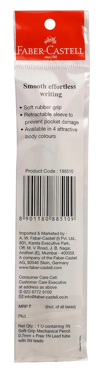 Faber-Castell Soft-Grip Mechanical Pencil - 0.7mm, Pack of 10 (Assorted)