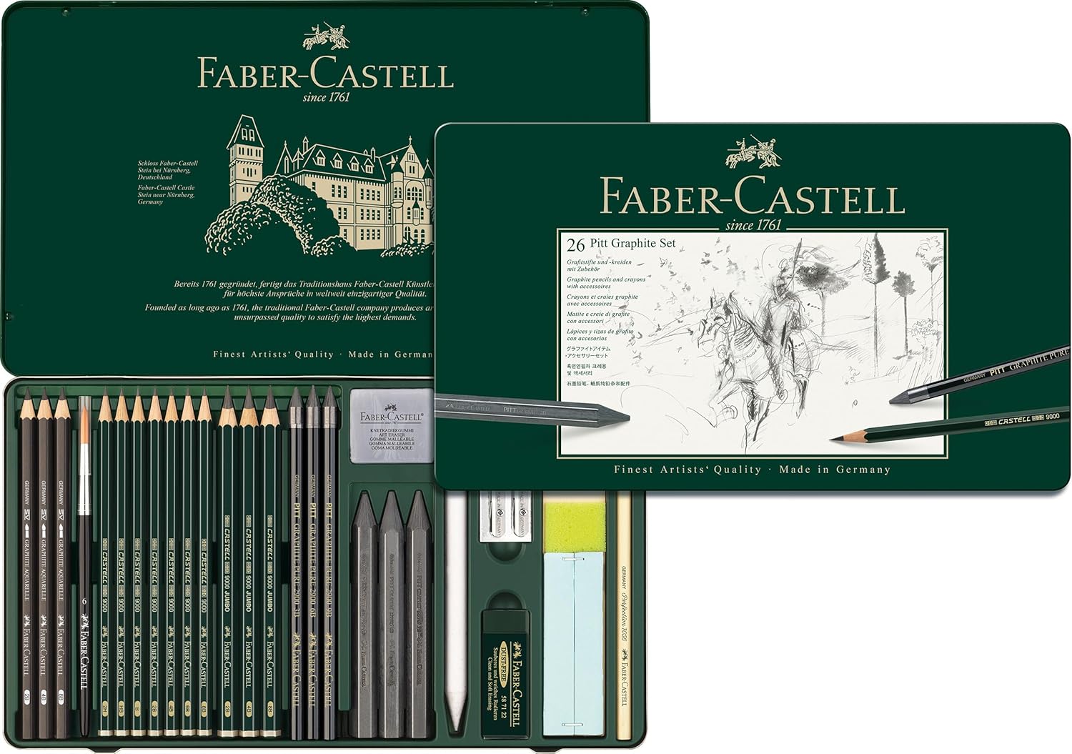 Faber-Castell Pitt Graphite Set, Aqua, 26 Pieces