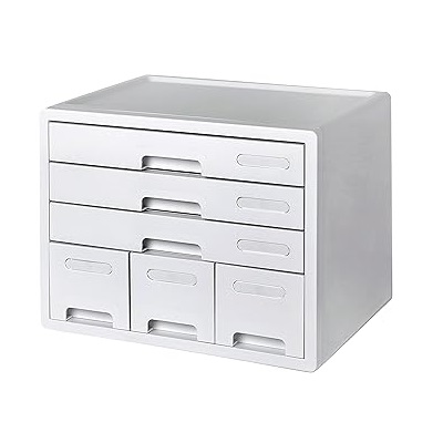 Litem Combo File Cabinet 6 Drawers With Lable Index White Desk Organizer Storage Drawers For Office, Home, School Supplies