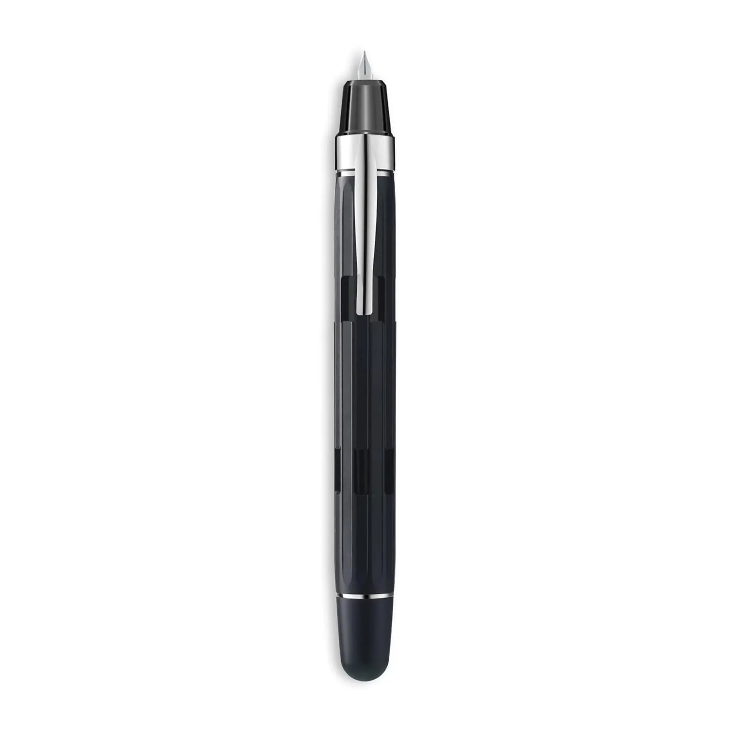 Nahvalur Eclipse Black Silver Fine Nib (Black with Silver trim)