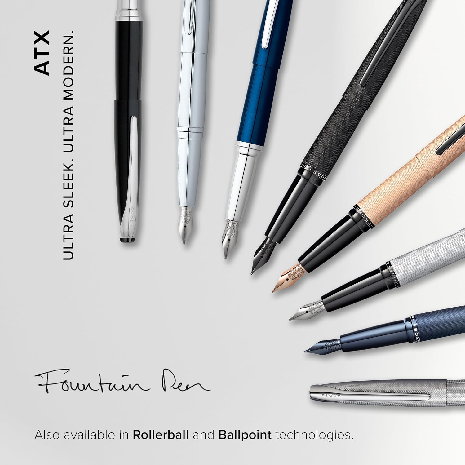 Cross ATX Pure Ballpoint Pen With Appointments (Brushed Black, Fountain Pen Medium Nip)