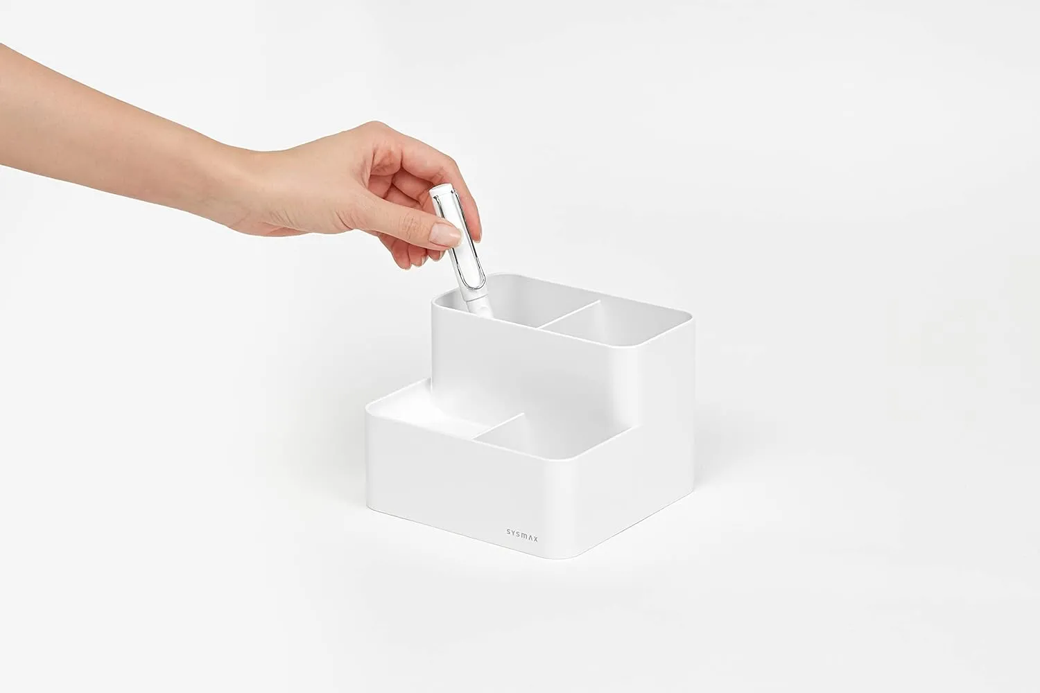 Litem Sysmax Lux Pencil Holder 4 Compartment White Also Useful for Cosmetics