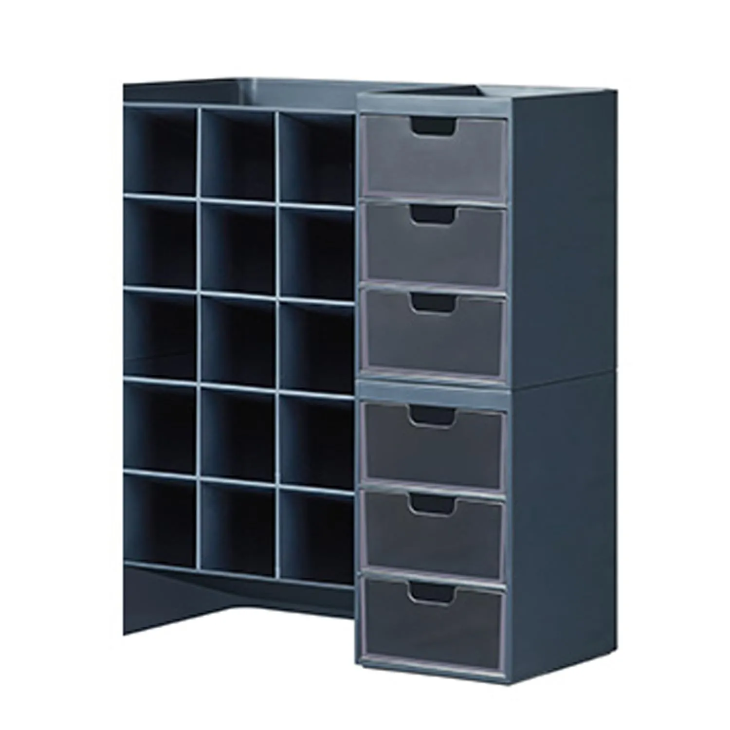 Litem Hive Stack Honeycomb Desk Pen Pencil Stand Organiser with Drawers | Prussian Blue | 2 Stack