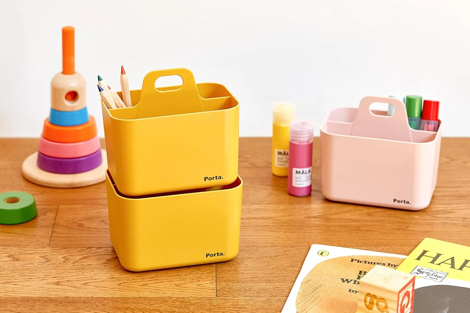 Litem Porta Mini - A Compact & Stackable Storage Unit for organizing Small Objects in Kitchen, Office, Kids Room (Yellow, 5.9Wx4.3Dx5.3H)