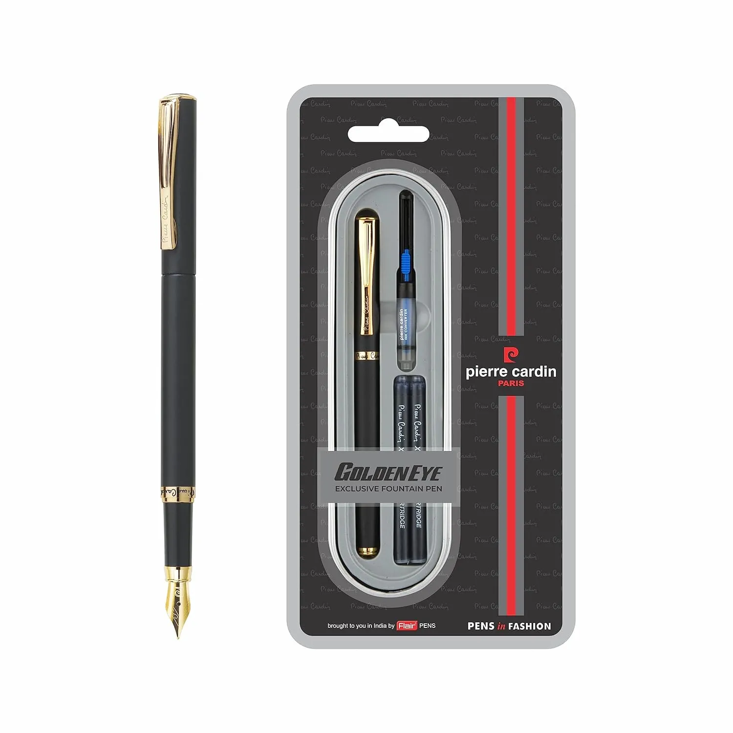 Pierre Cardin Golden Eye Black Lacquer Premium Fountain Pen | Luxurious Golden Trim
