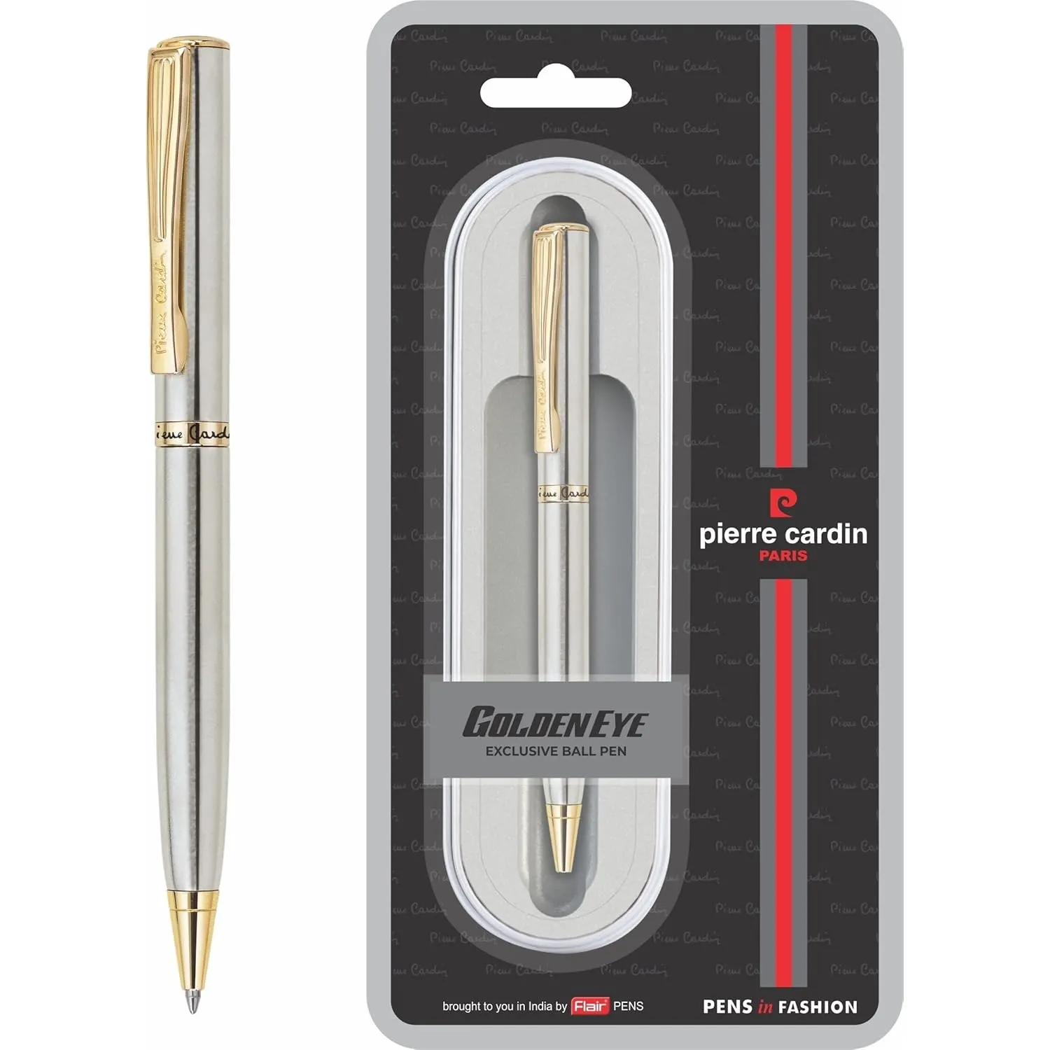 Pierre Cardin Golden Eye Chrome Nikel Premium Ball Pen with Twist Mechanism | Luxurious Gold Finish Clip | Ideal for Festive