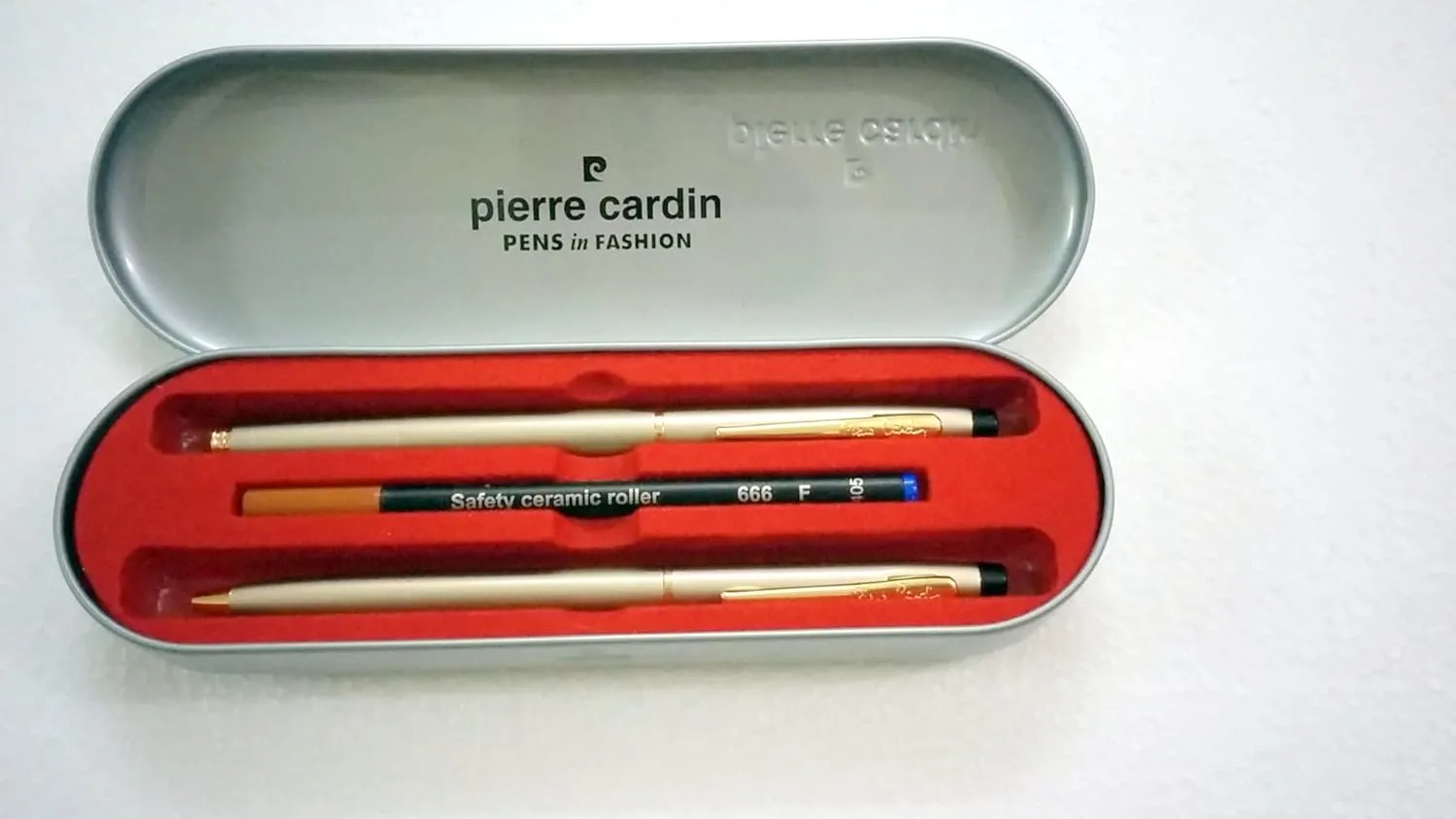 Pierre Cardin Kriss Satin Nickle Premium Pen Set | Luxurious Roller Ball Pen